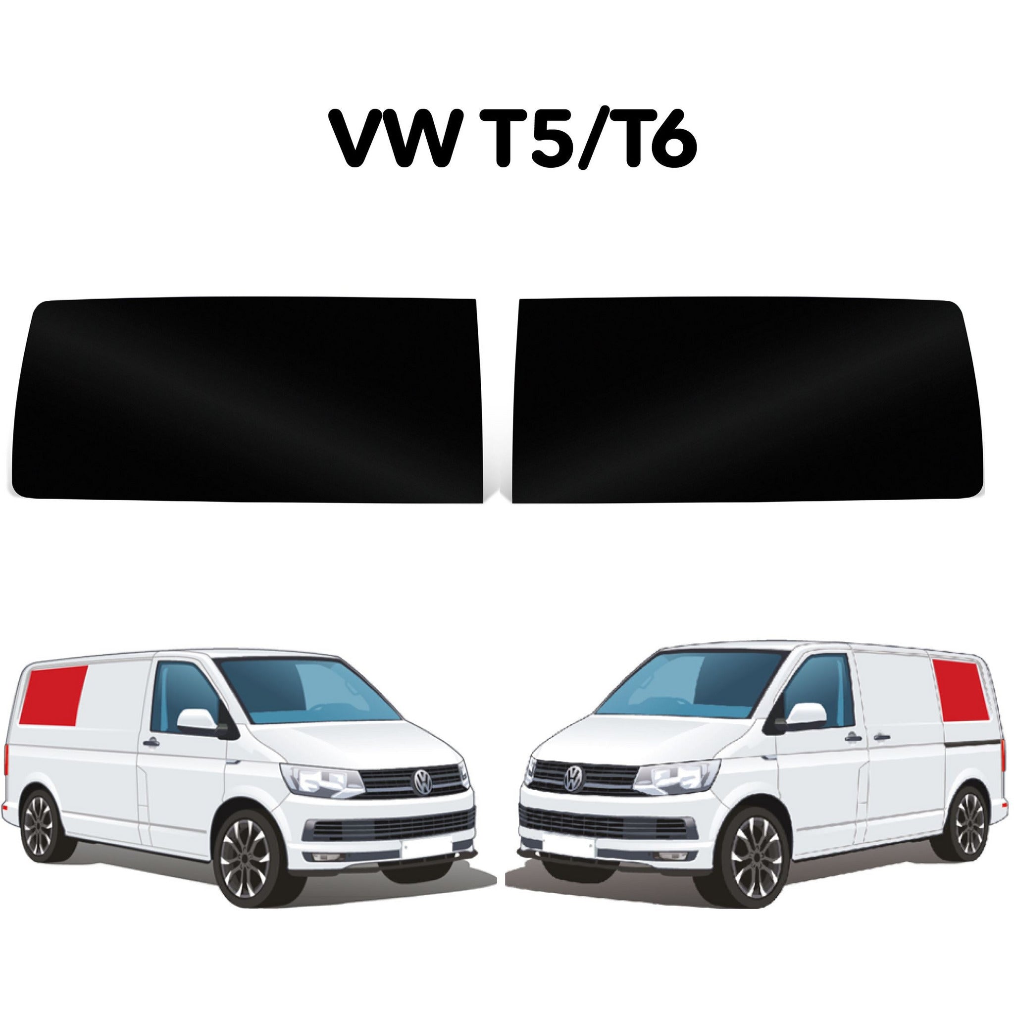 Left + Right Rear Quarter FAKE Window Bundle VW T5 / T6 Camper Glass by Kiravans 
