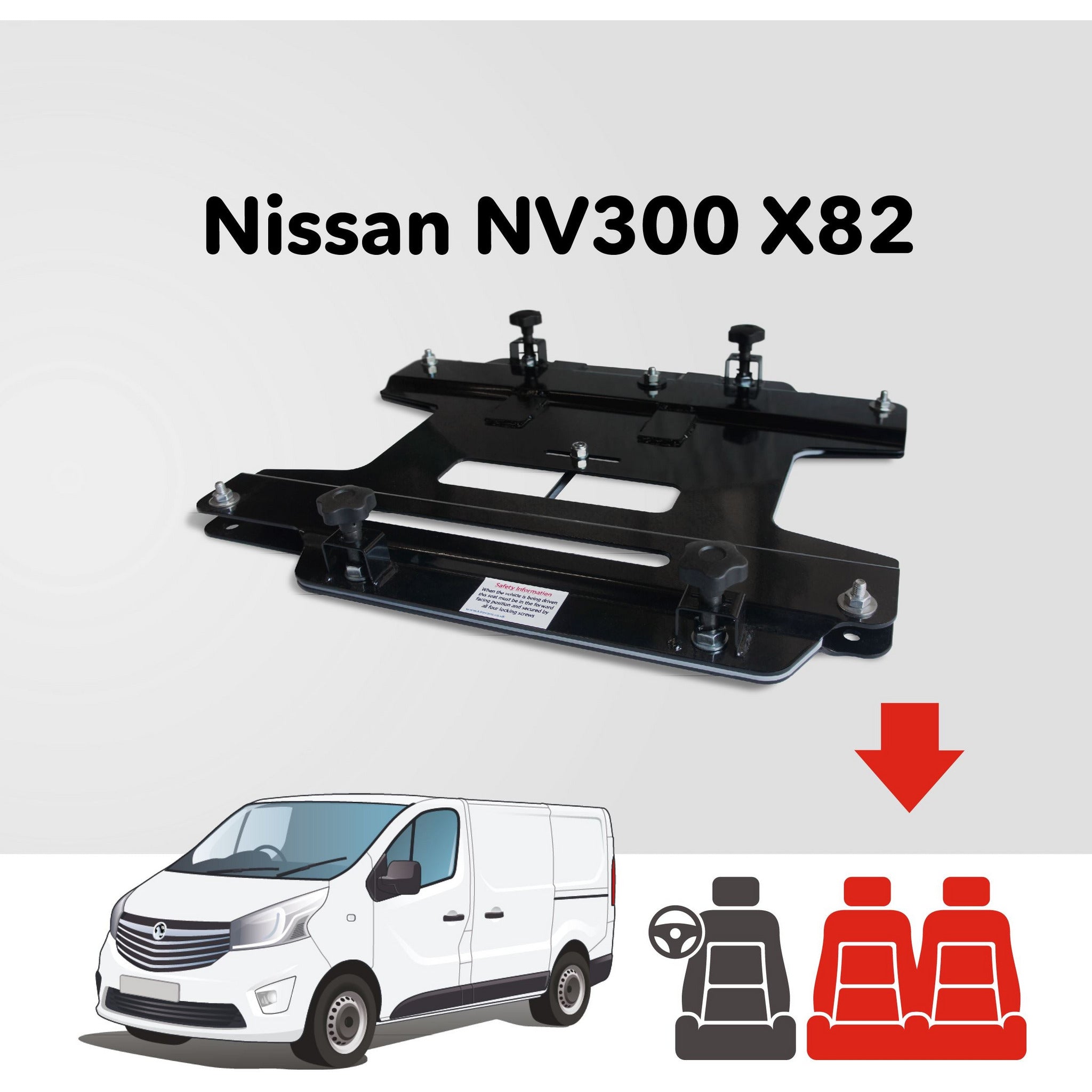 Kiravans X82 Nissan NV300 2014+ Double Passenger Seat Swivel (Right Hand Drive) Designed by Kiravans 