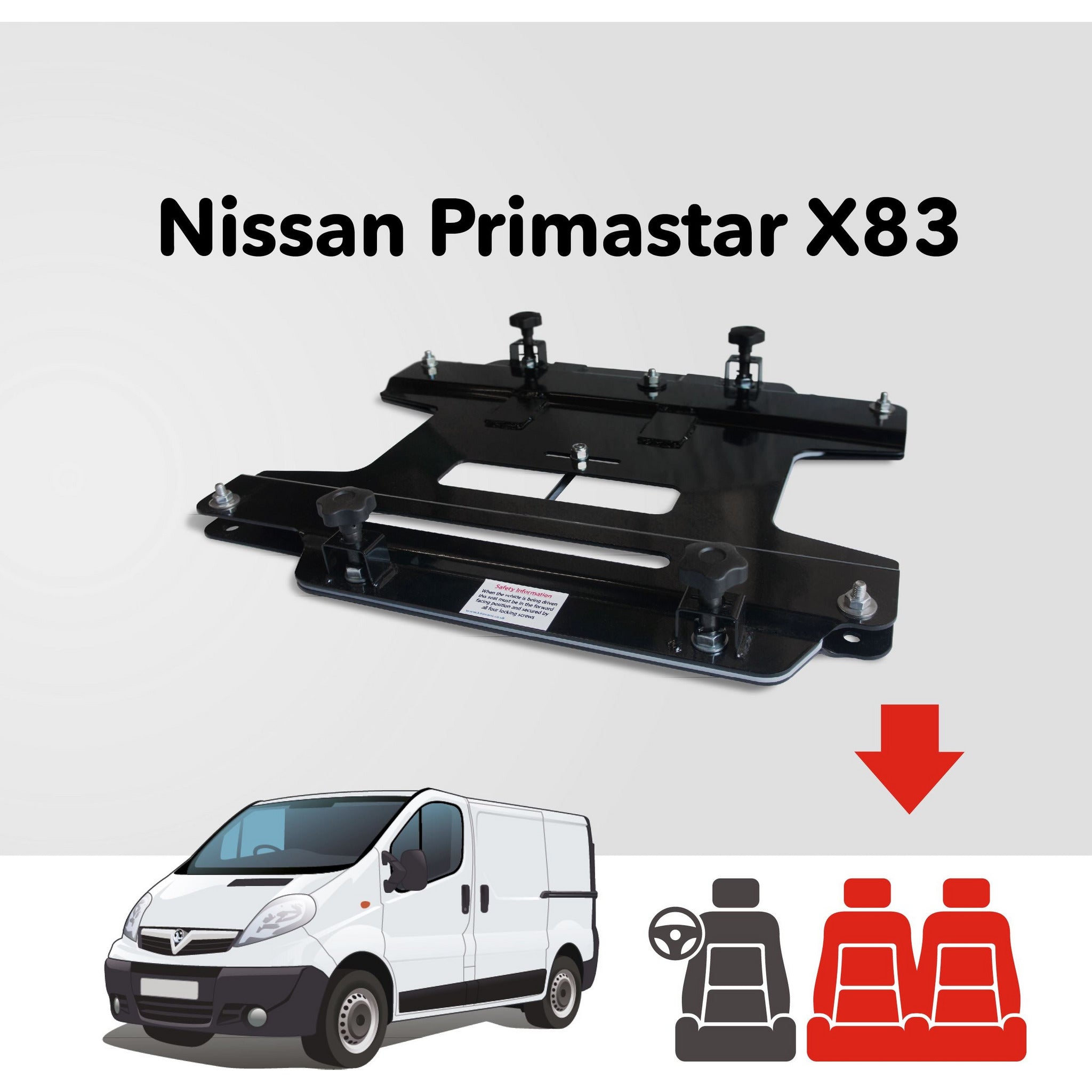 Kiravans X83 Nissan Primastar 2001-2014 2nd Gen Double Passenger Seat Swivel (Right Hand Drive) Designed by Kiravans 