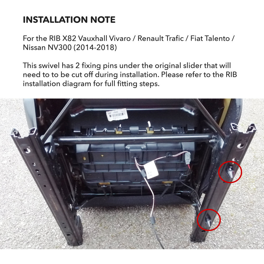 RIB Renault Trafic 2014+ (3rd Gen X82) Single Seat Swivel - Offset Driver (Right Hand Drive) RIB