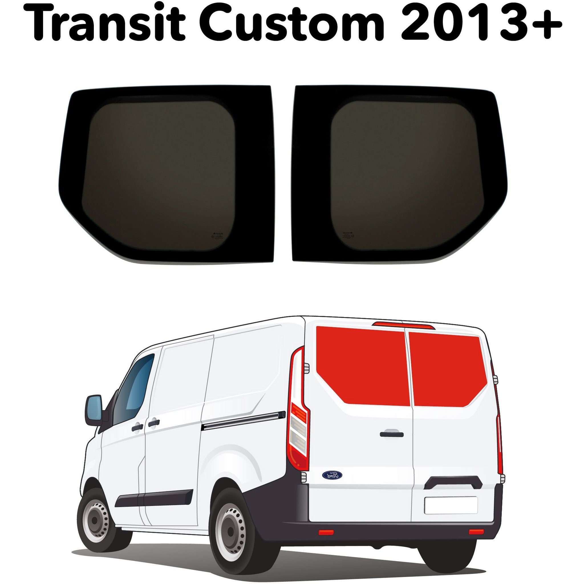 Premium Barn Door Windows Ford Transit Custom 2013+ Camper Glass by Kiravans 
