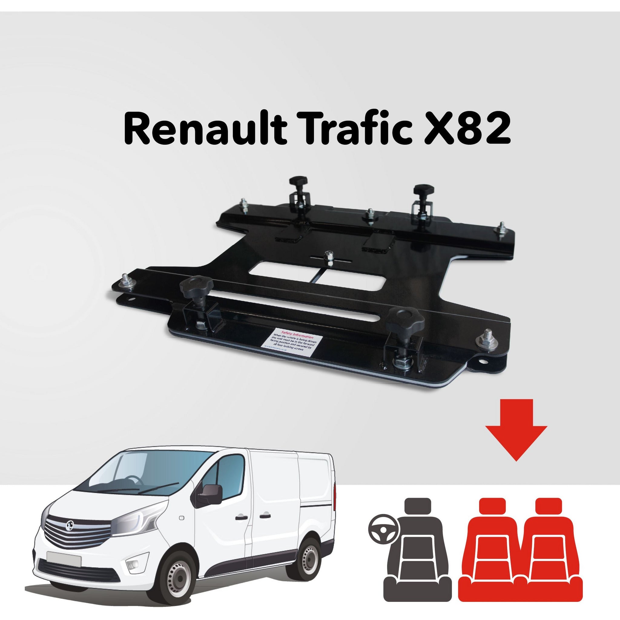 Kiravans X82 Renault Trafic 3rd Gen 2014+ Double Passenger Seat Swivel (Right Hand Drive) Designed by Kiravans 