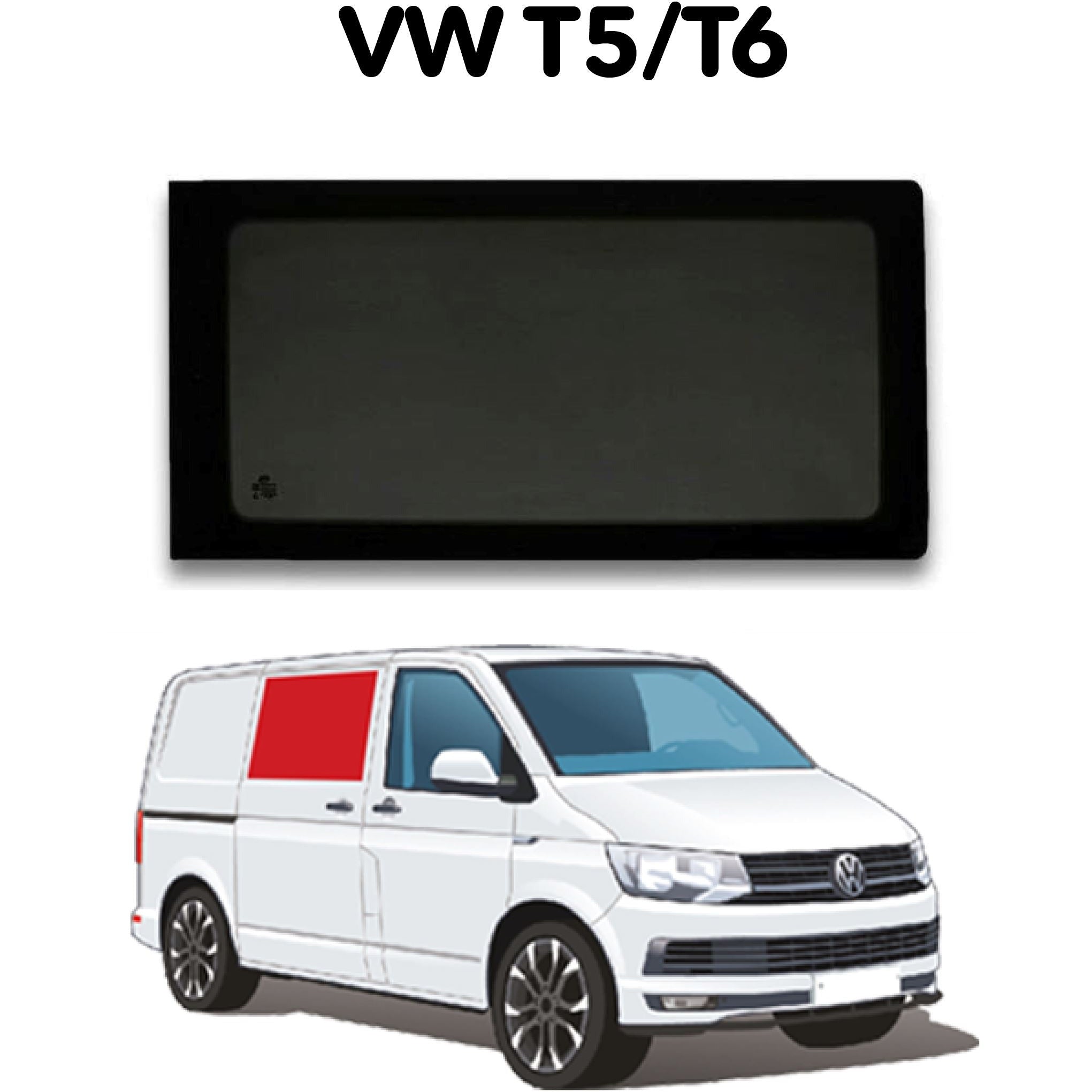 Right Fixed Window VW T5 / T6 - Sliding Door Camper Glass by Kiravans 