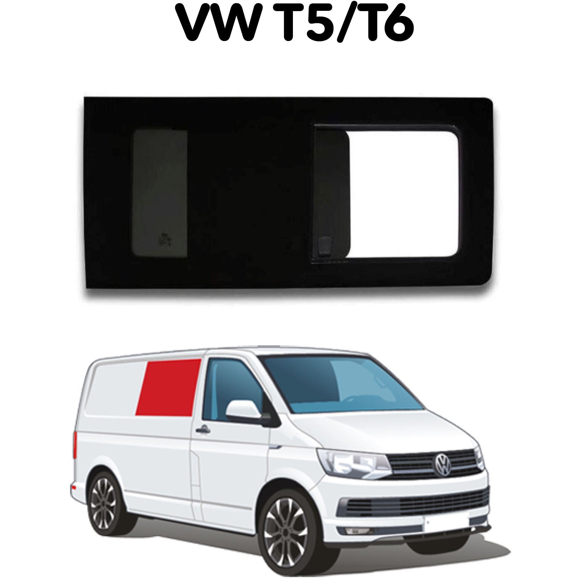 Right Opening Window VW T5 / T6 - Non-sliding door Camper Glass by Kiravans 