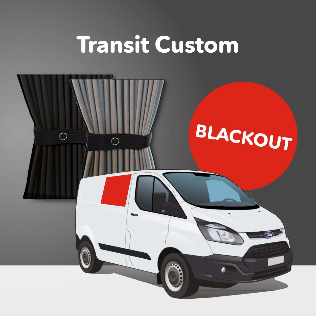 Ford Transit Custom 2013-2021 Curtain Kit - Right Centre Non-Sliding Door (Blackout) Kiravans 