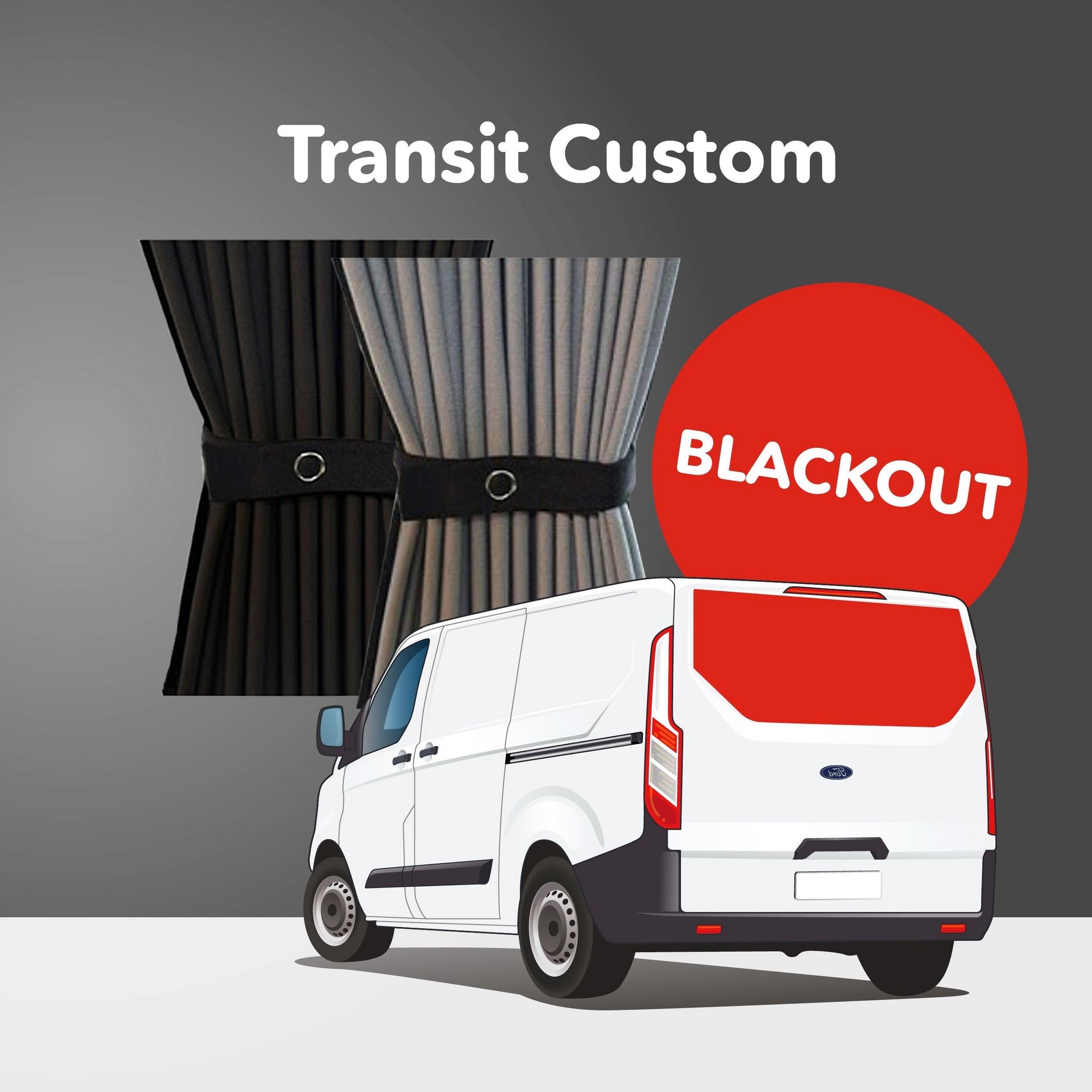 Ford Transit Custom 2013-2021 Curtain Kit - Tailgate Door (Blackout) Kiravans 