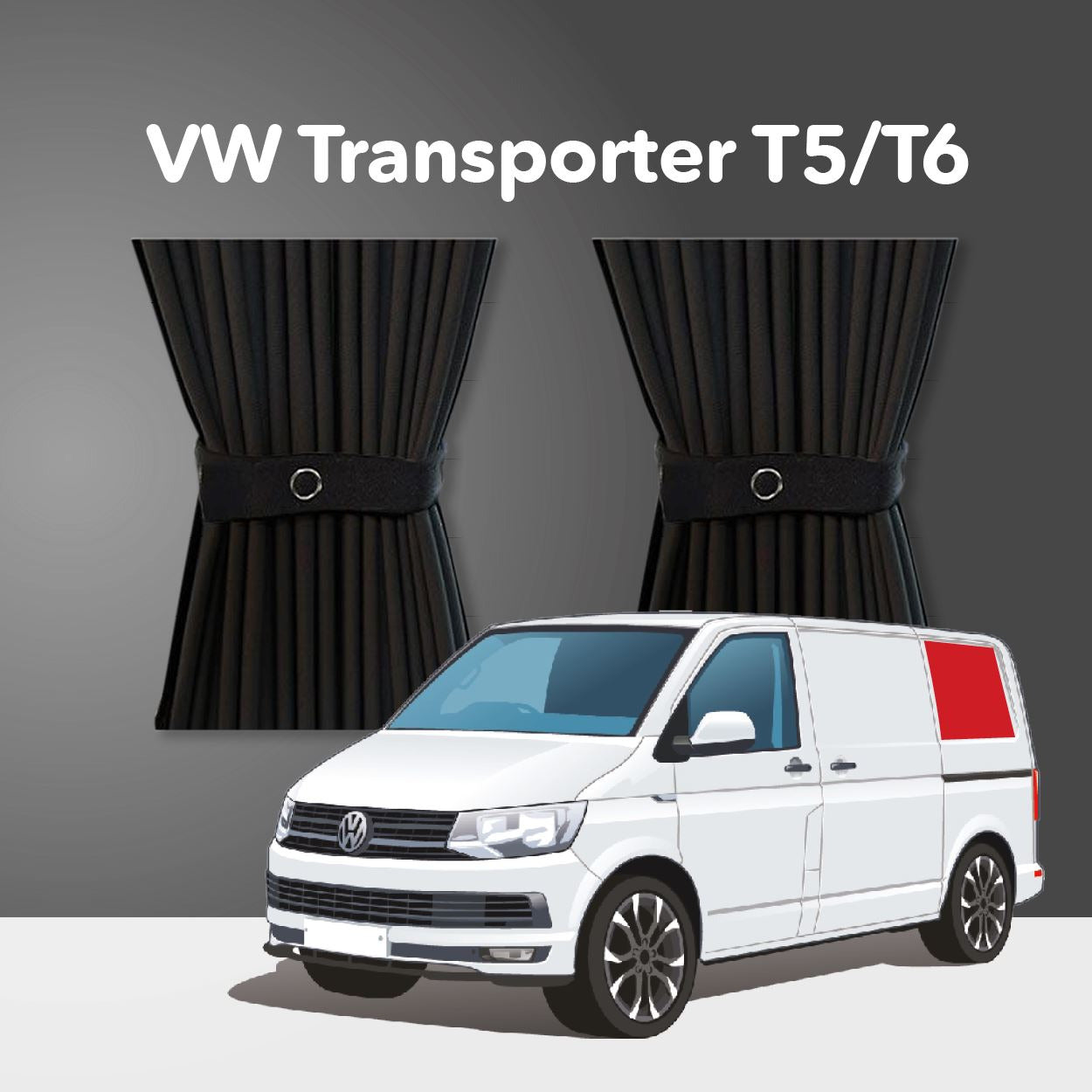 VW T5/T6 Curtain Kit - Left Back (Standard Black)