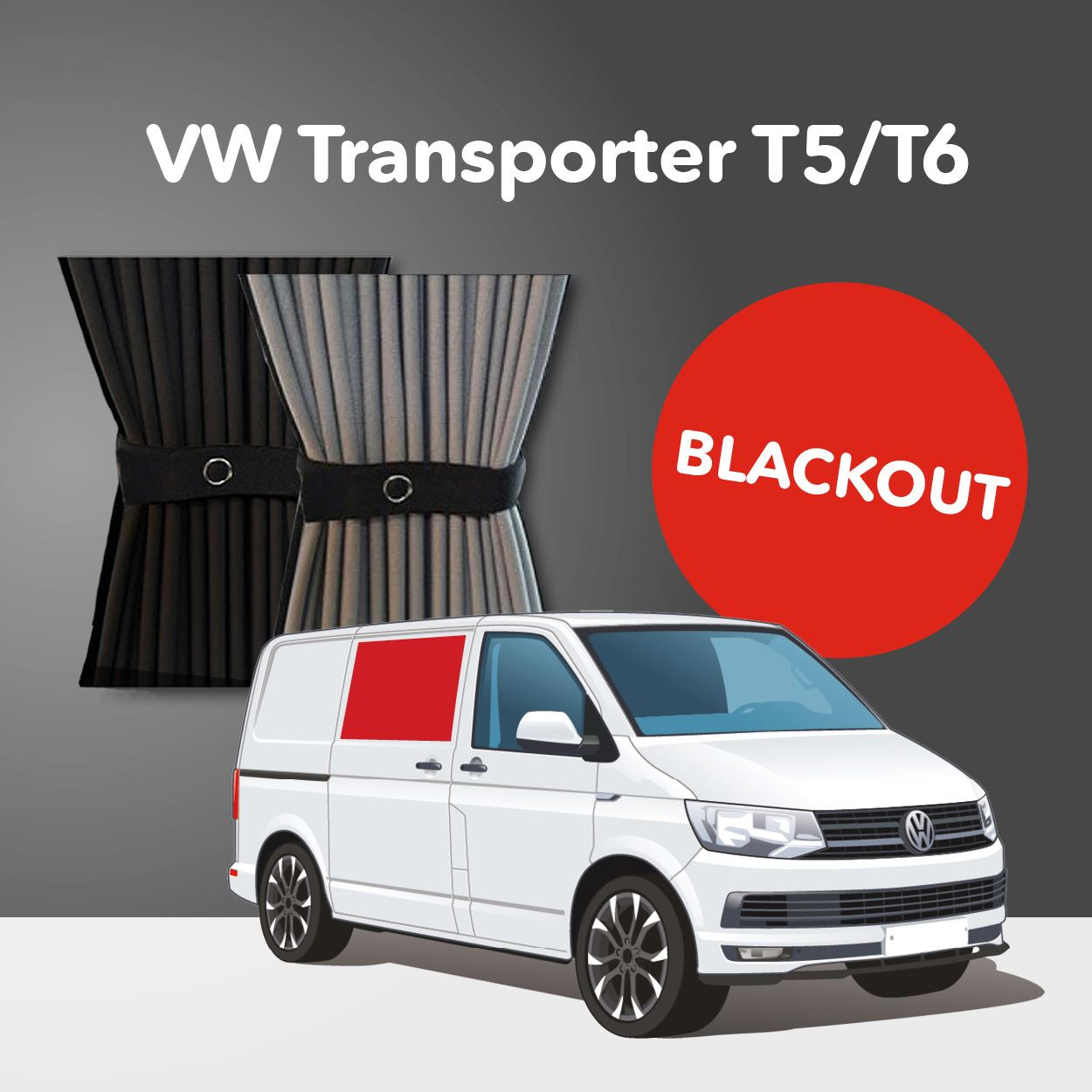 VW T5/T6 Curtain Kit - Right Centre Sliding Door (Blackout) Kiravans 