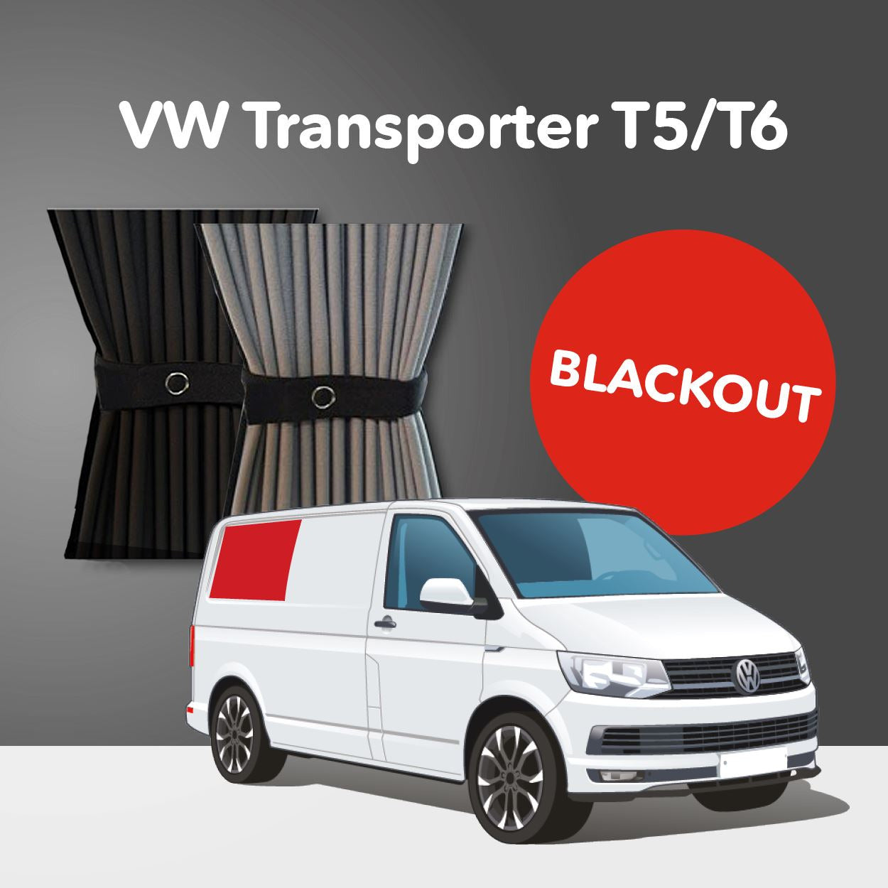 VW T5/T6 Curtain Kit - Right Back SWB (Blackout) Kiravans 