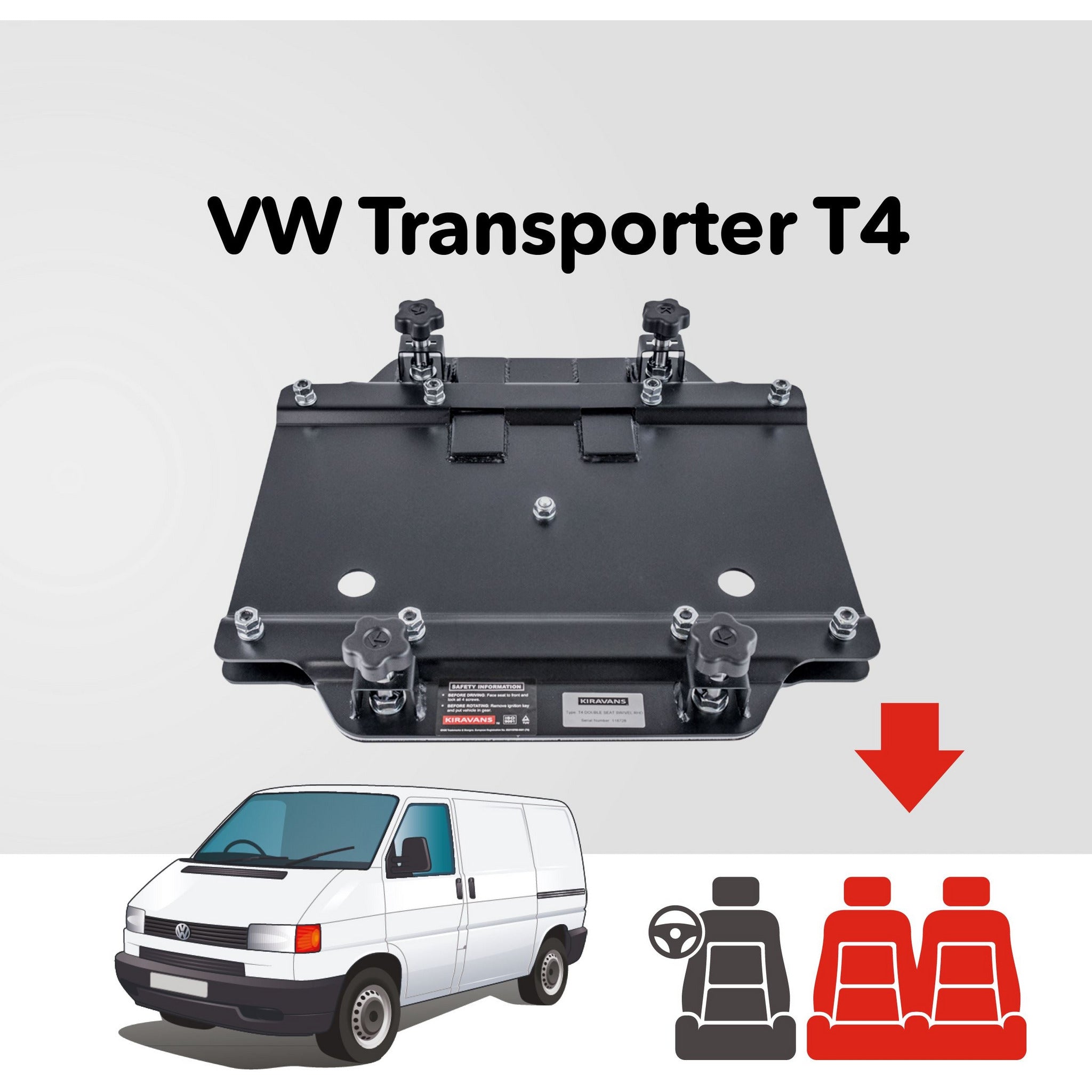 Kiravans VW T4 Double Passenger Seat Swivel (Right Hand Drive) Designed by Kiravans