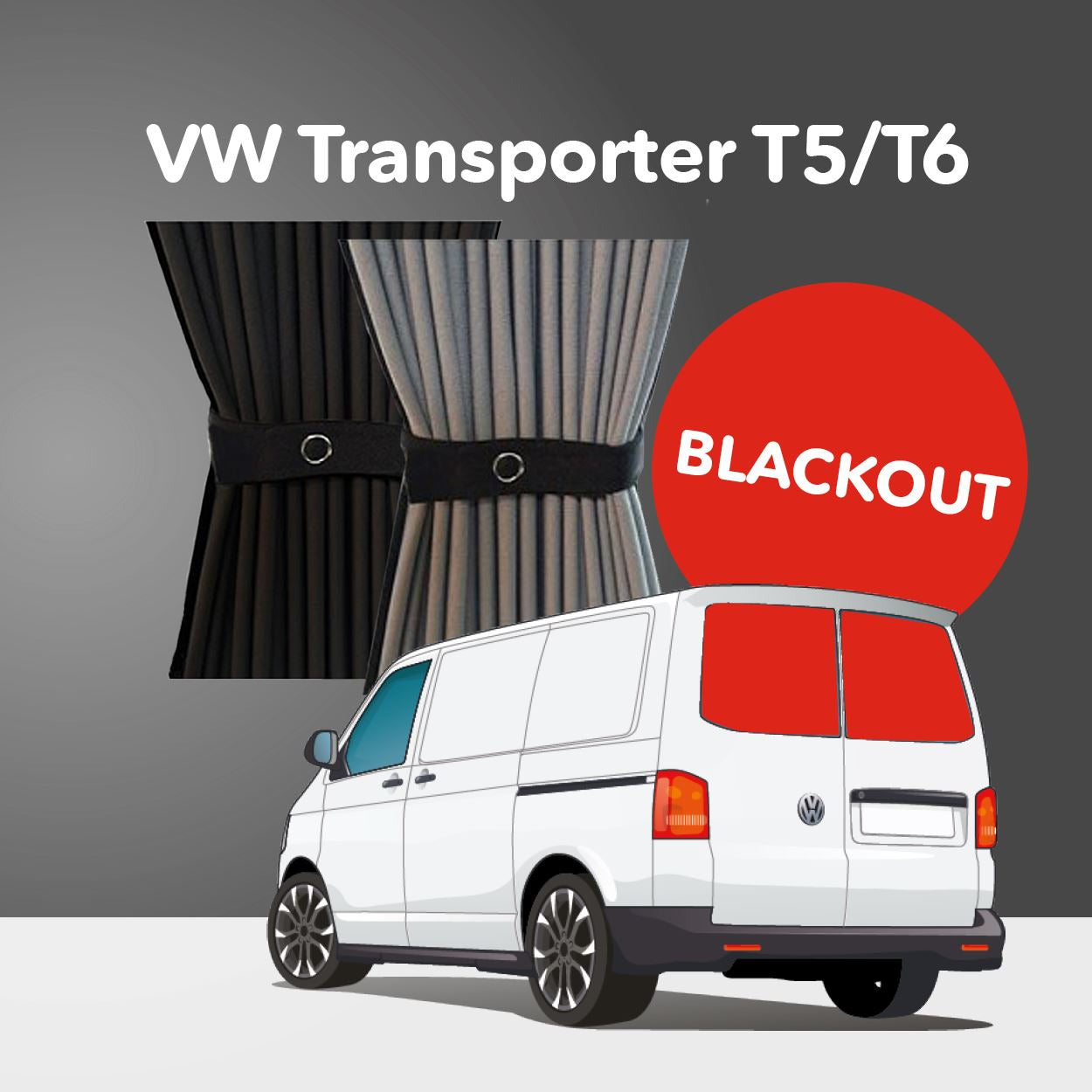 VW T5/T6 Curtain Kit - Rear Doors (Blackout) Kiravans