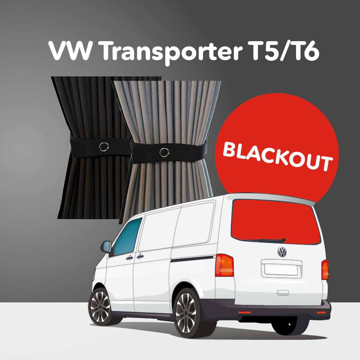 VW T5/T6 Curtain Kit - Tailgate Door with Wiper (Blackout) Kiravans