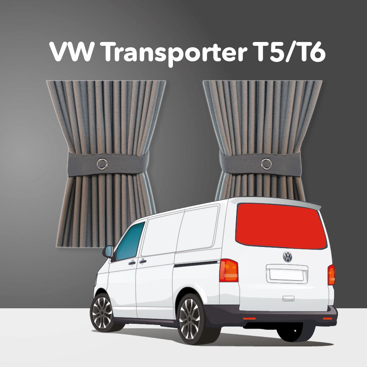 VW T5/T6 Curtain Kit - Tailgate Door without Wiper (Grey) Kiravans 