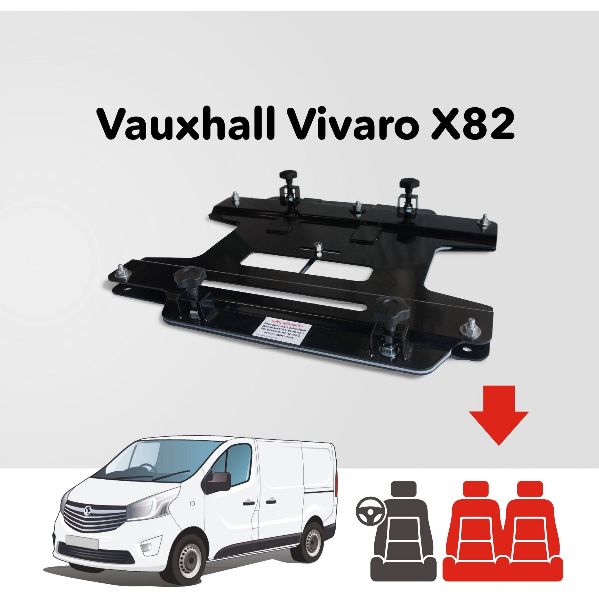 Kiravans X82 Vauxhall Vivaro 3rd Gen 2014-2018 Double Passenger Seat Swivel (Right Hand Drive) Designed by Kiravans 