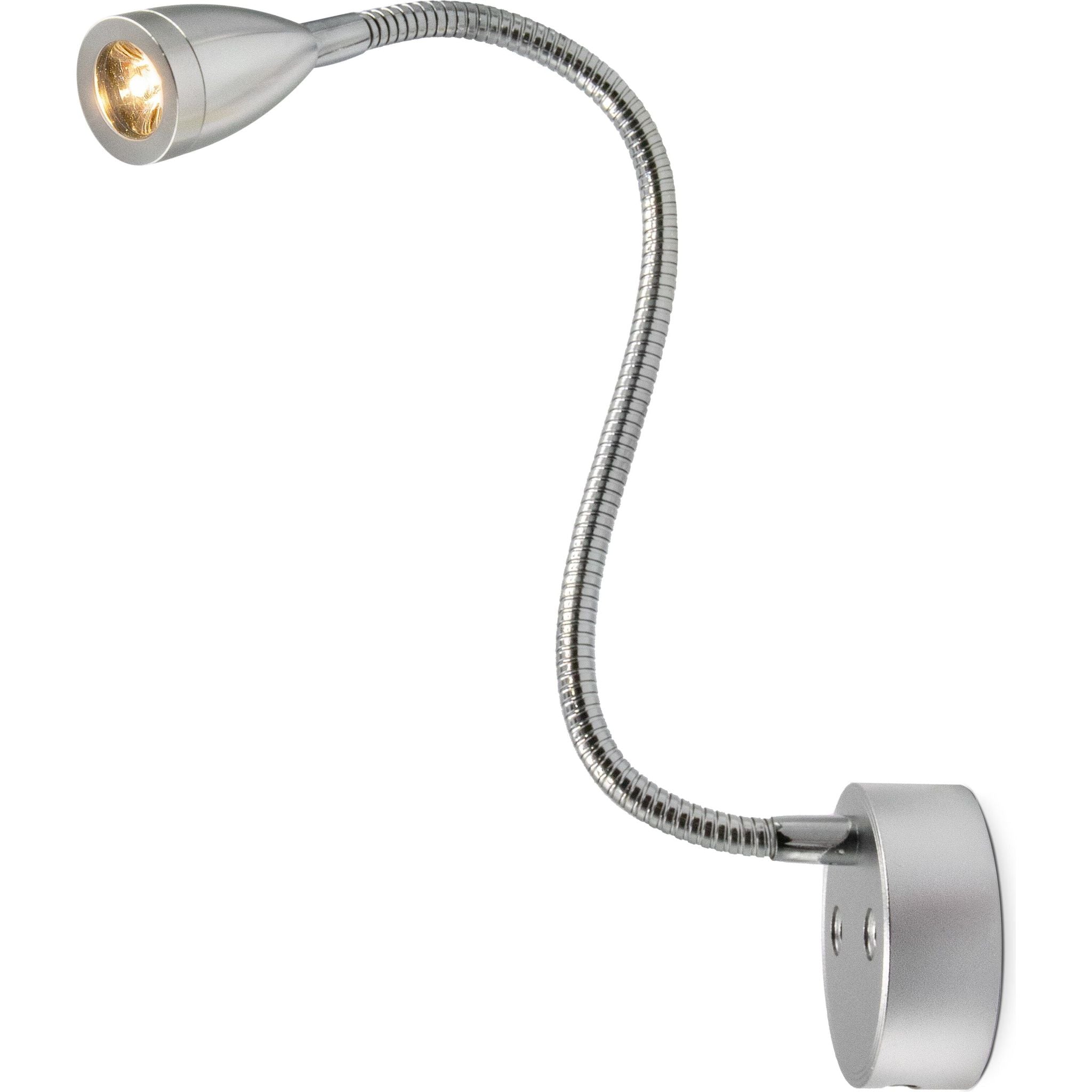 Silver LED Cone Reading Lamp USB 300mm - Touch On/Off (Warm White) Kiravans