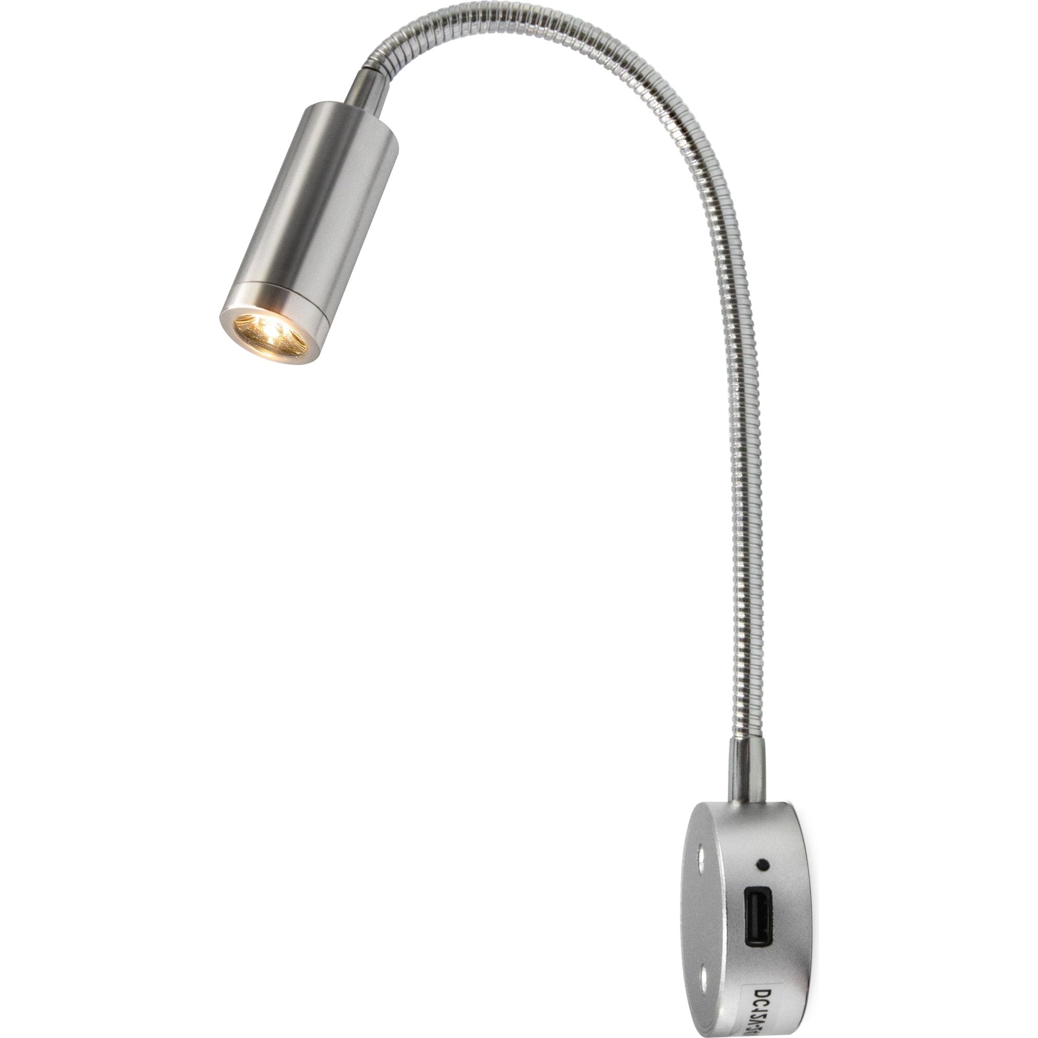 Silver LED Barrel Reading Lamp USB 300mm - Touch On/Off (Warm White) Kiravans
