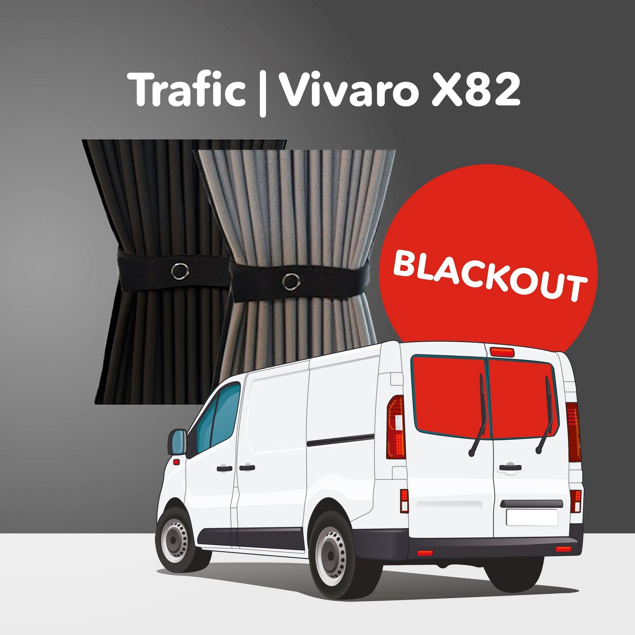 Trafic/Vivaro 2014-2018, Talento 2014+, NV300 2014+ X82 Curtain Kit - Rear Doors (Blackout) Kiravans 