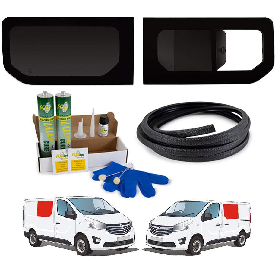 1 Left Fixed + 1 Right Opening Campervan Side Window Bundle Renault Trafic  2014+ / Vauxhall Vivaro 2014-2018