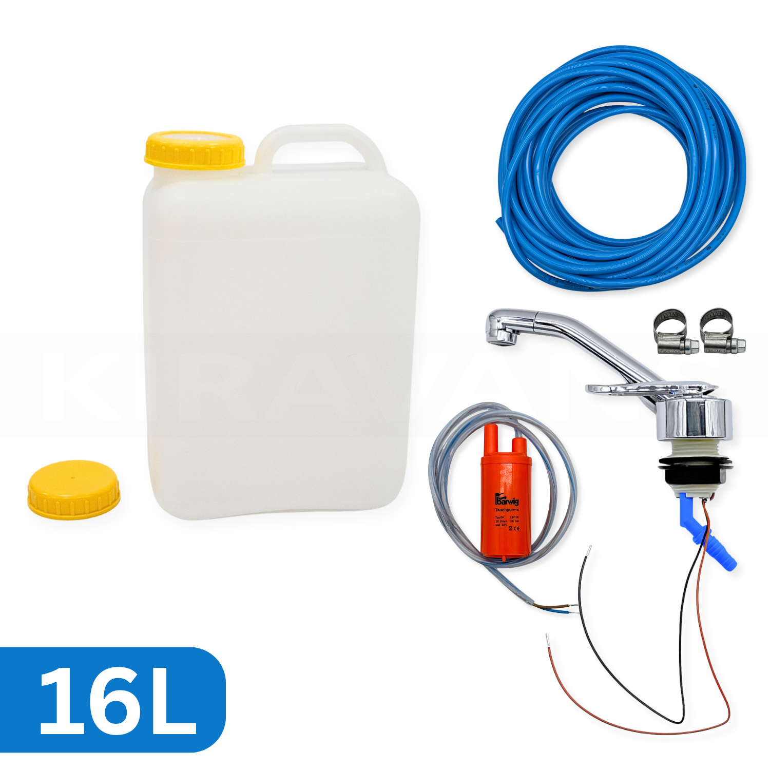 16 Litre Campervan Water Container with Screw Top (Includes 2 Caps)