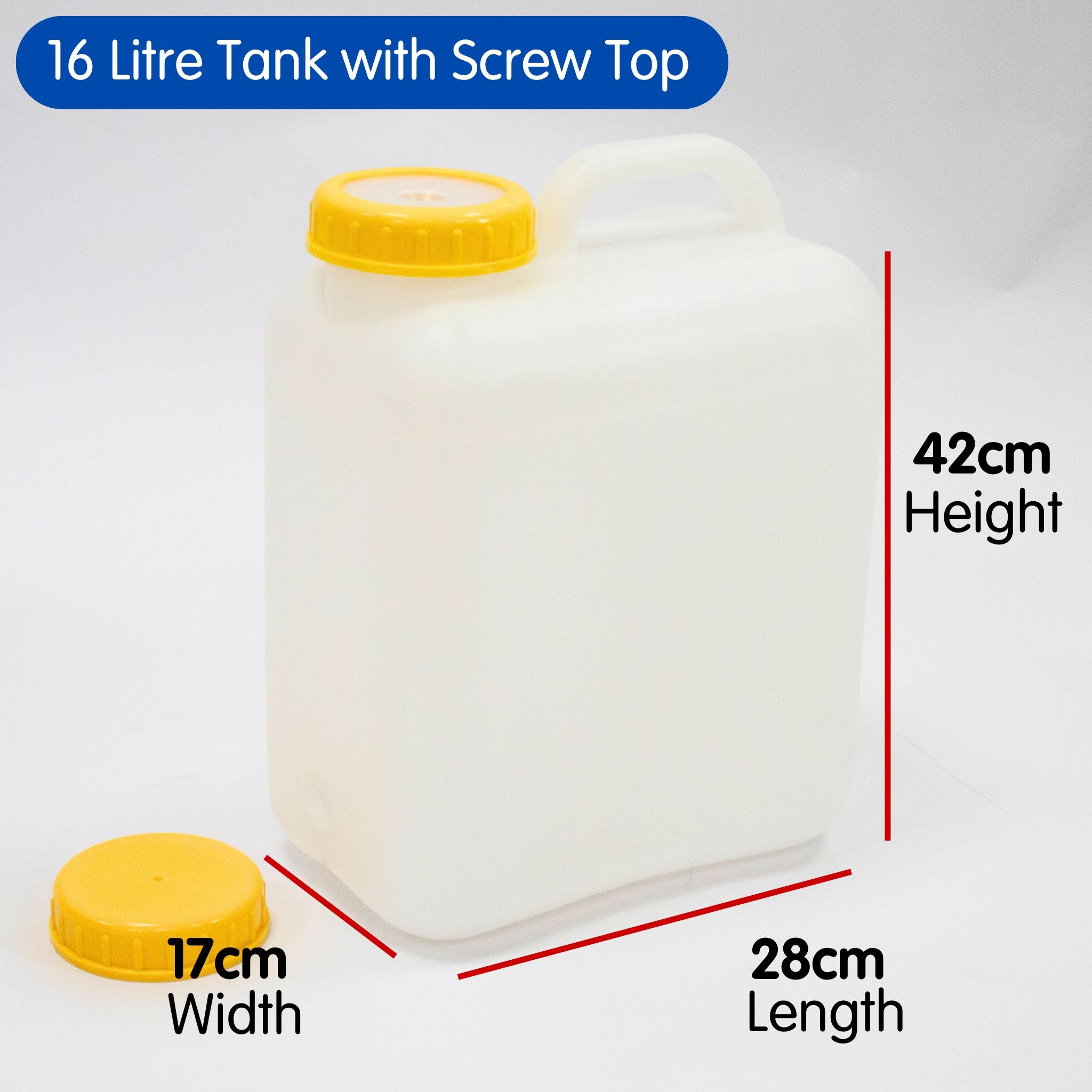 16 Litre Campervan Water Container with Screw Top (Includes 2 Caps)