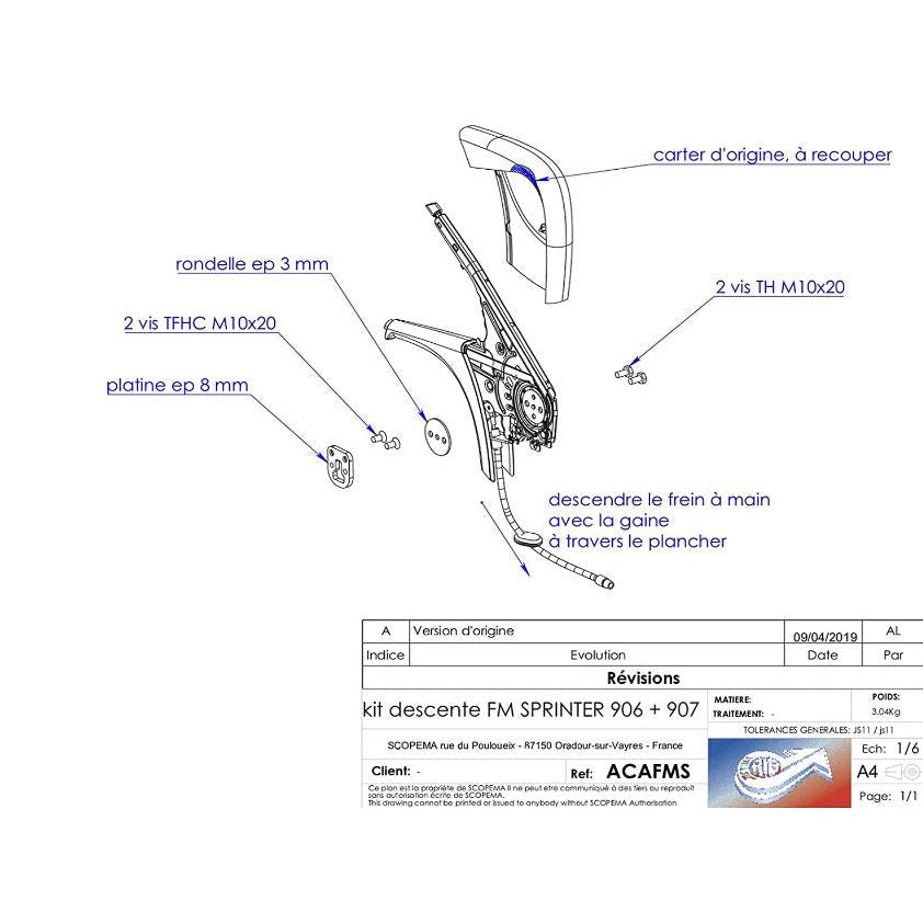 Mercedes Sprinter M907 (2019 - present) RIB V3 Single Seat Swivel - DRIVER (Includes RIB Handbrake Kit)