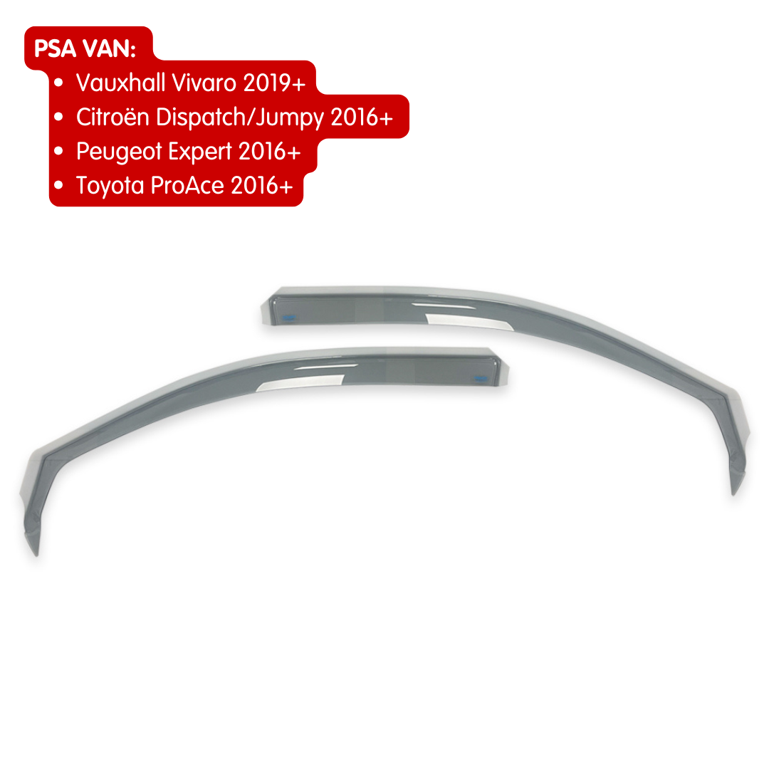 Climair Wind Deflectors in Smoke Grey for VW Transporter T5 to T6.1, Vivaro, Transit Custom + More