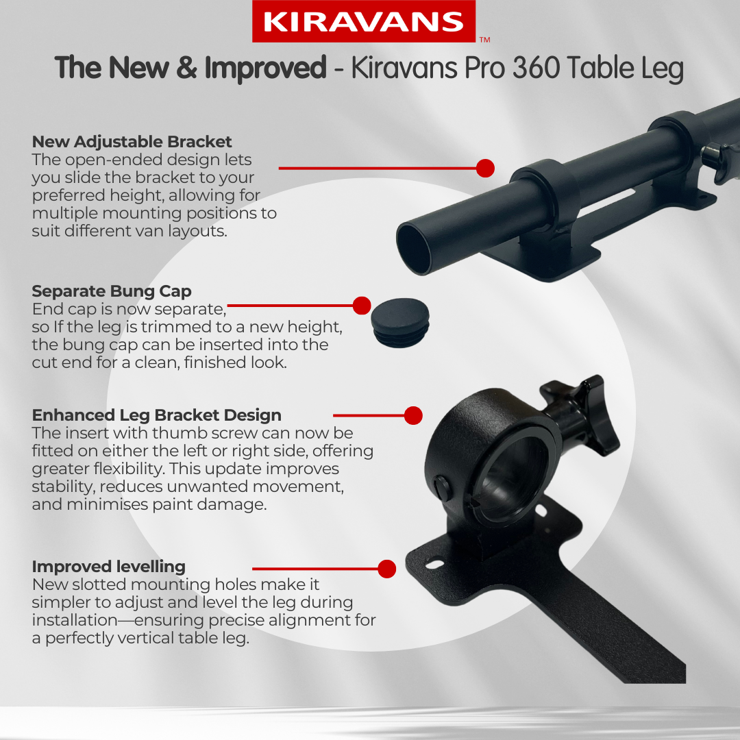 Kiravans Pro 360 Campervan Table Leg - Black Edition