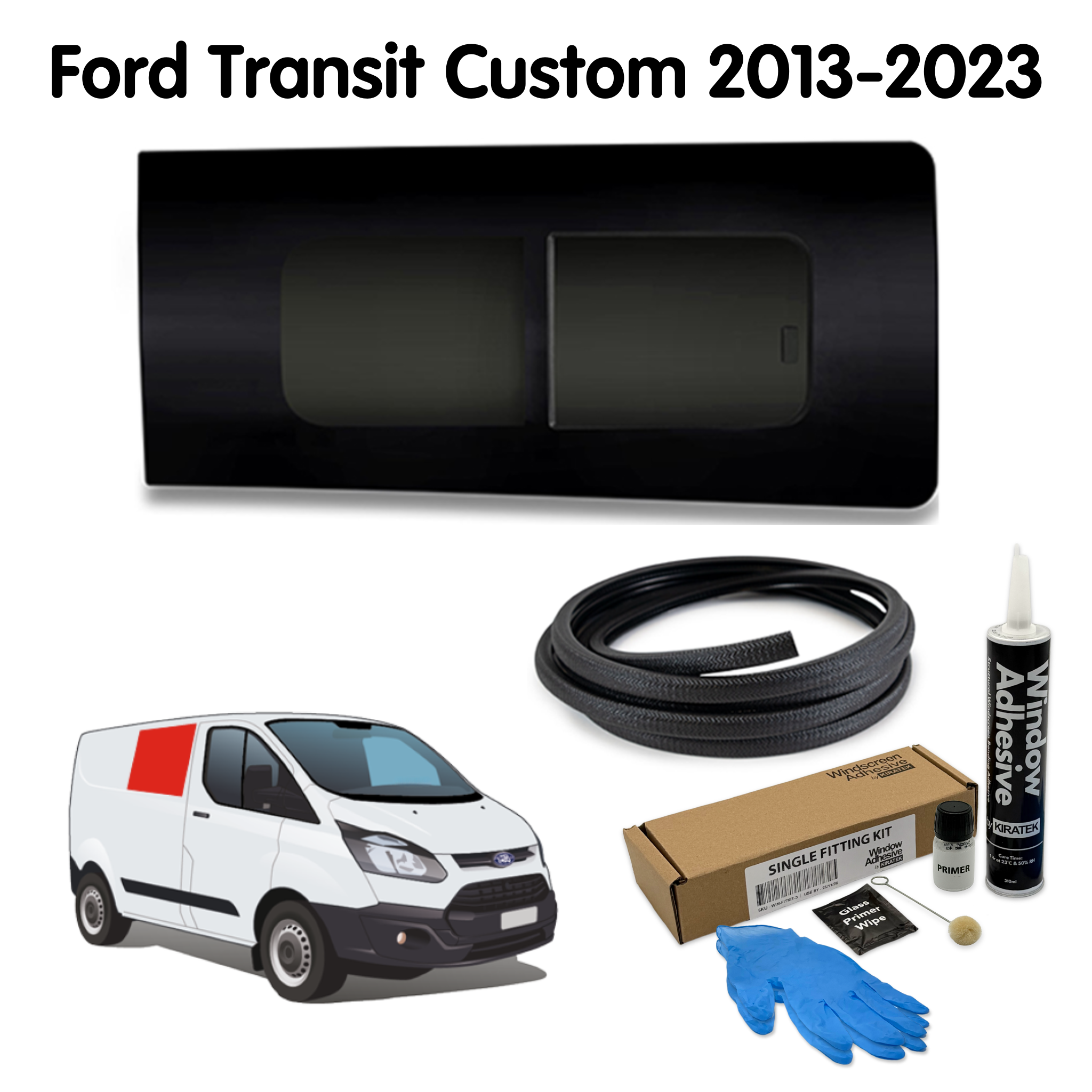 Right Opening Window + Fitting Kit for Ford Transit Custom 1st Gen V362 (2013-2023)