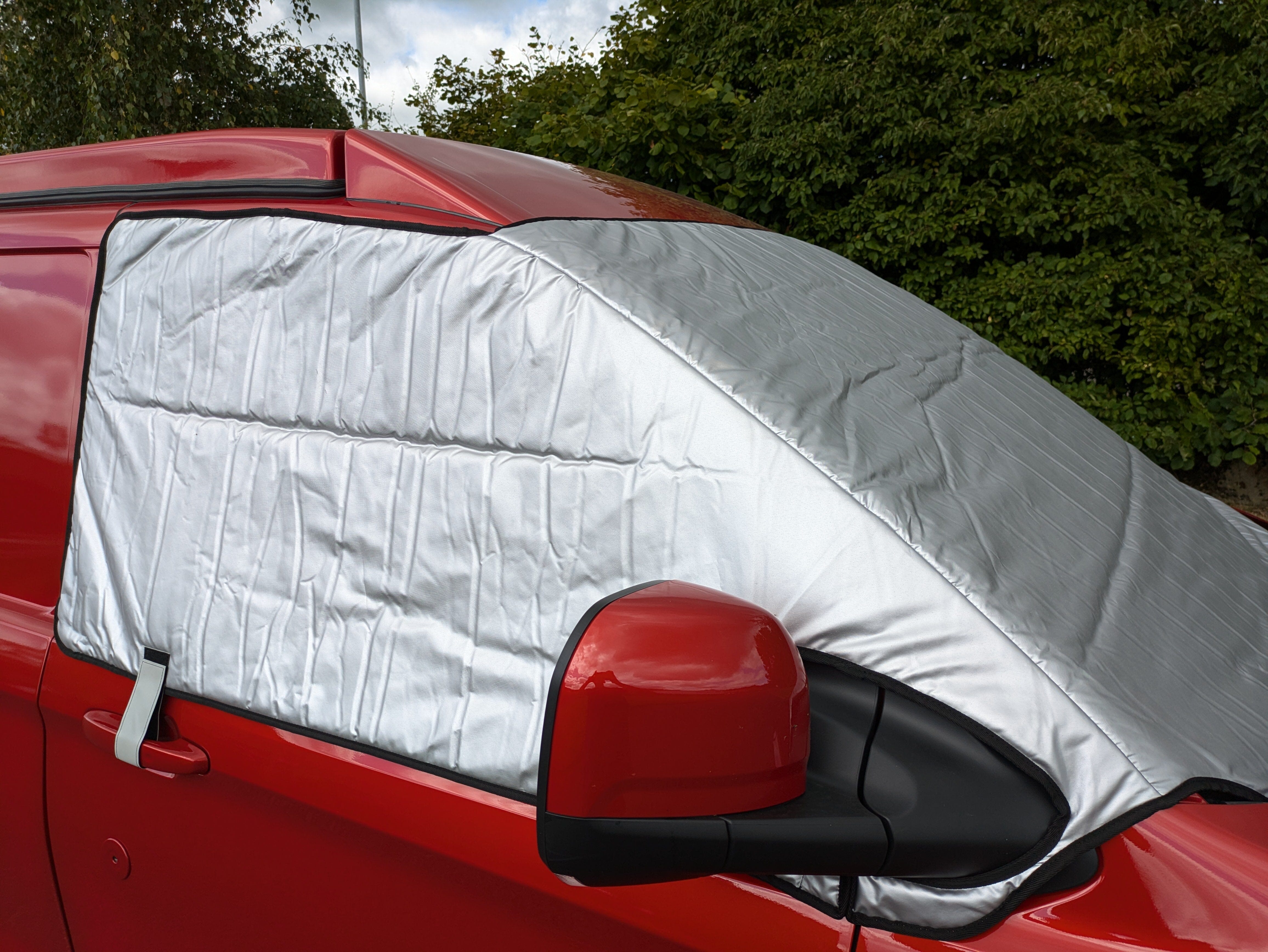 Kiravans External One-Piece Cab Silver Screen for VW Transporter T5 to T6.1 (2003-2024), ID. Buzz & Transit Custom — Slim, Space Saving Design