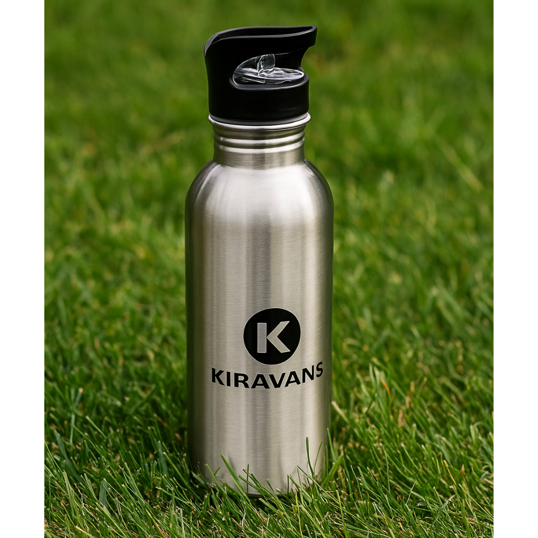 Kiravans Reusable Metal Water Bottle – 600ml with Straw Lid