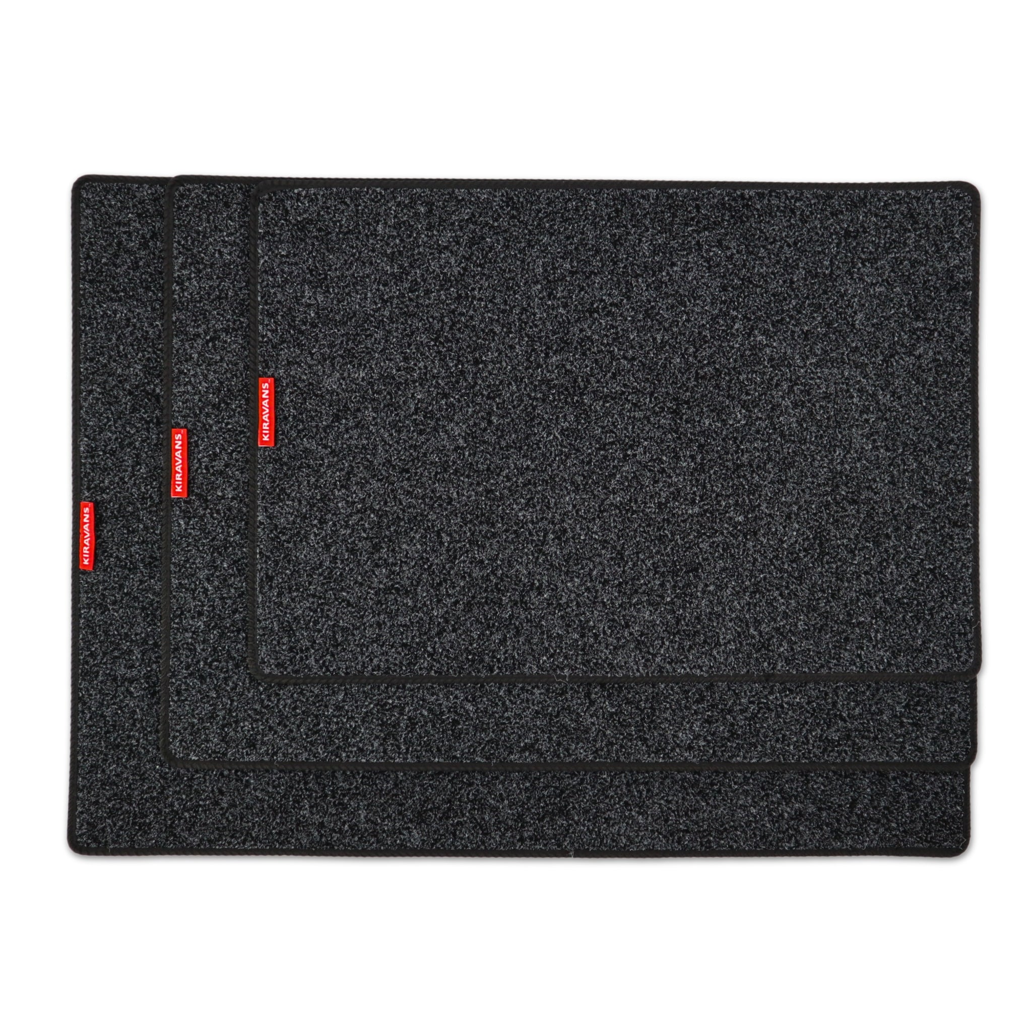 Campervan Living Area Carpet Mat in Anthracite with Choice of Edge Colour (3 Sizes)