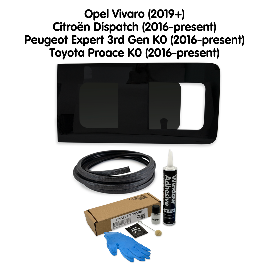 Right Opening Window + Fitting Kit for Vauxhall Vivaro (2019+) and Citroën Dispatch, Peugeot Expert 3rd Gen K0, Toyota Proace K0 Vans (from 2016-present)