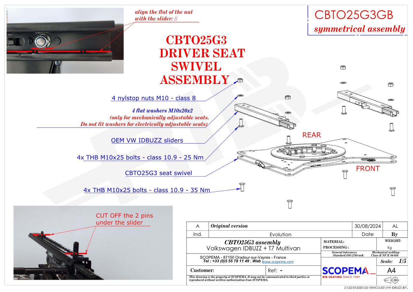 VW ID-BUZZ (2022- present) / VW Multivan T7 (2022 - present) RIB V3 Single Seat Swivel - DRIVER