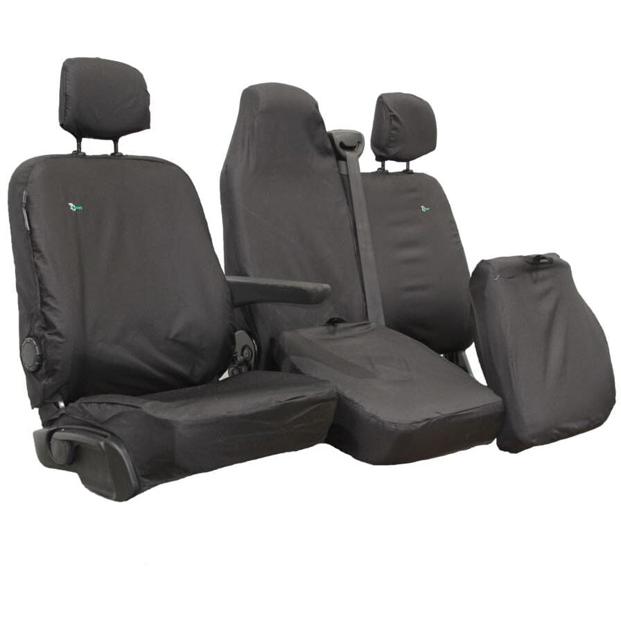 Trafic (2014+) / Vivaro (2014-2018) Hand Tailored Waterproof Seat Covers Kiravans Front Bundle: Driver Seat + Double Folding Passenger Seat 