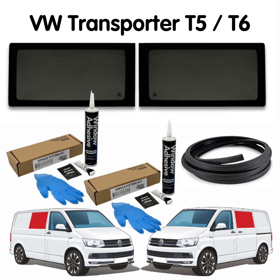 Pair of Fixed Side Windows + Fitting Kit for VW Transporter T5 to T6.1 (2003-2024)