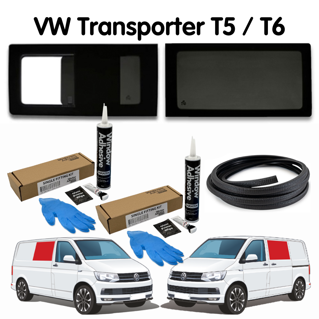 1 Left Fixed + 1 Right Opening Side Window + Fitting Kit for VW Transporter T5 to T6.1 (2003-2024)
