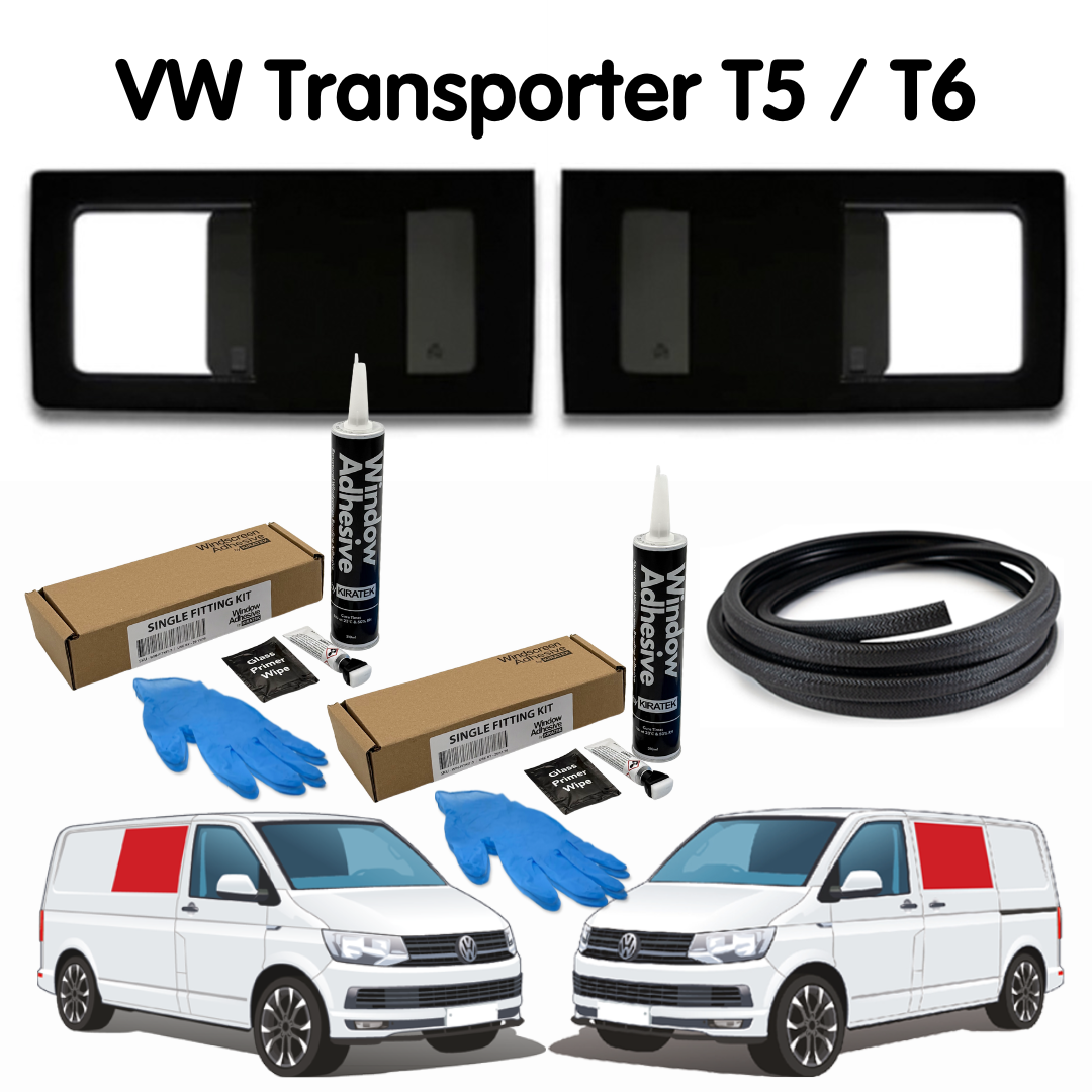 Pair of Opening Side Windows + Fitting Kit for VW Transporter T5 to T6.1 (2003-2024)