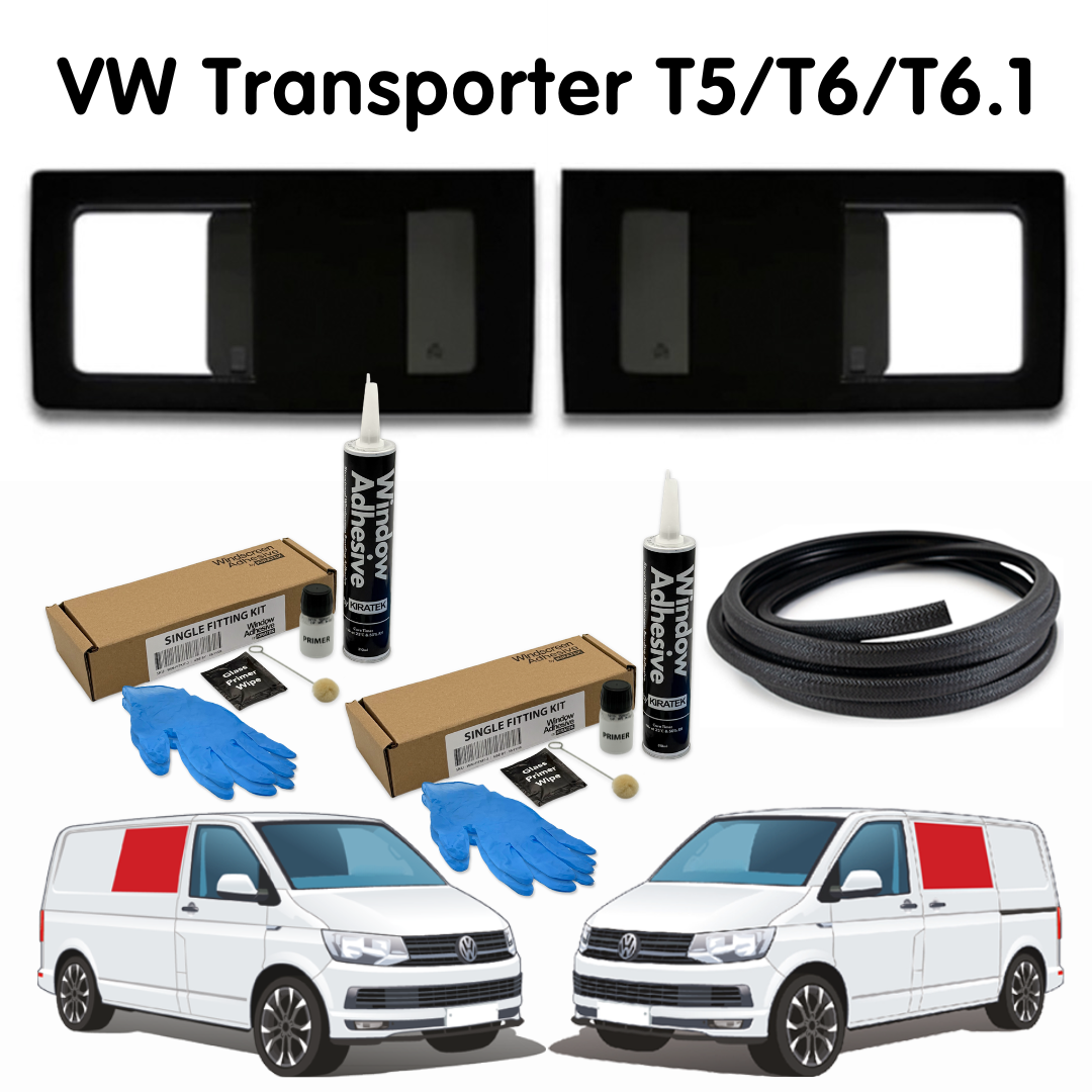 Pair of Opening Side Windows + Fitting Kit for VW Transporter T5 to T6.1 (2003-2024)