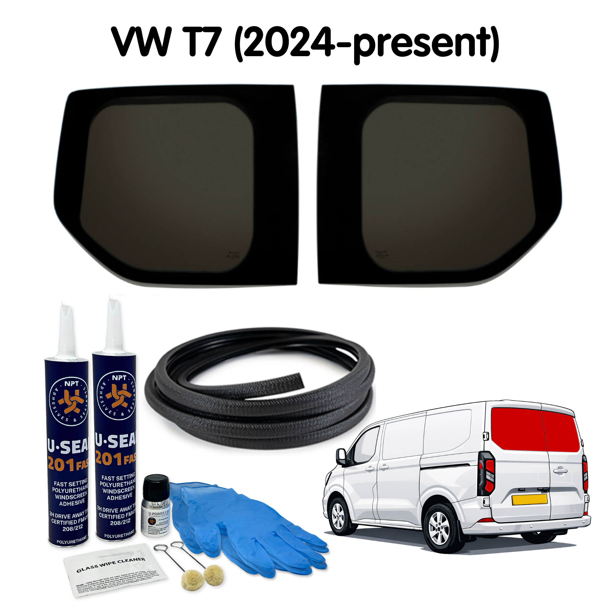 Premium Barn Door Windows + Fitting Kit for VW Transporter T7 (2024-present)