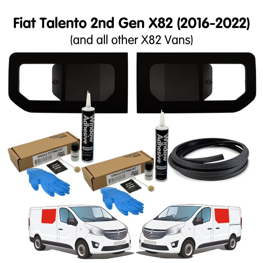 Pair of Opening Campervan Side Windows + Fitting Kit for Fiat Talento 2nd Gen X82 (2016-2022) & Other X82 Vans