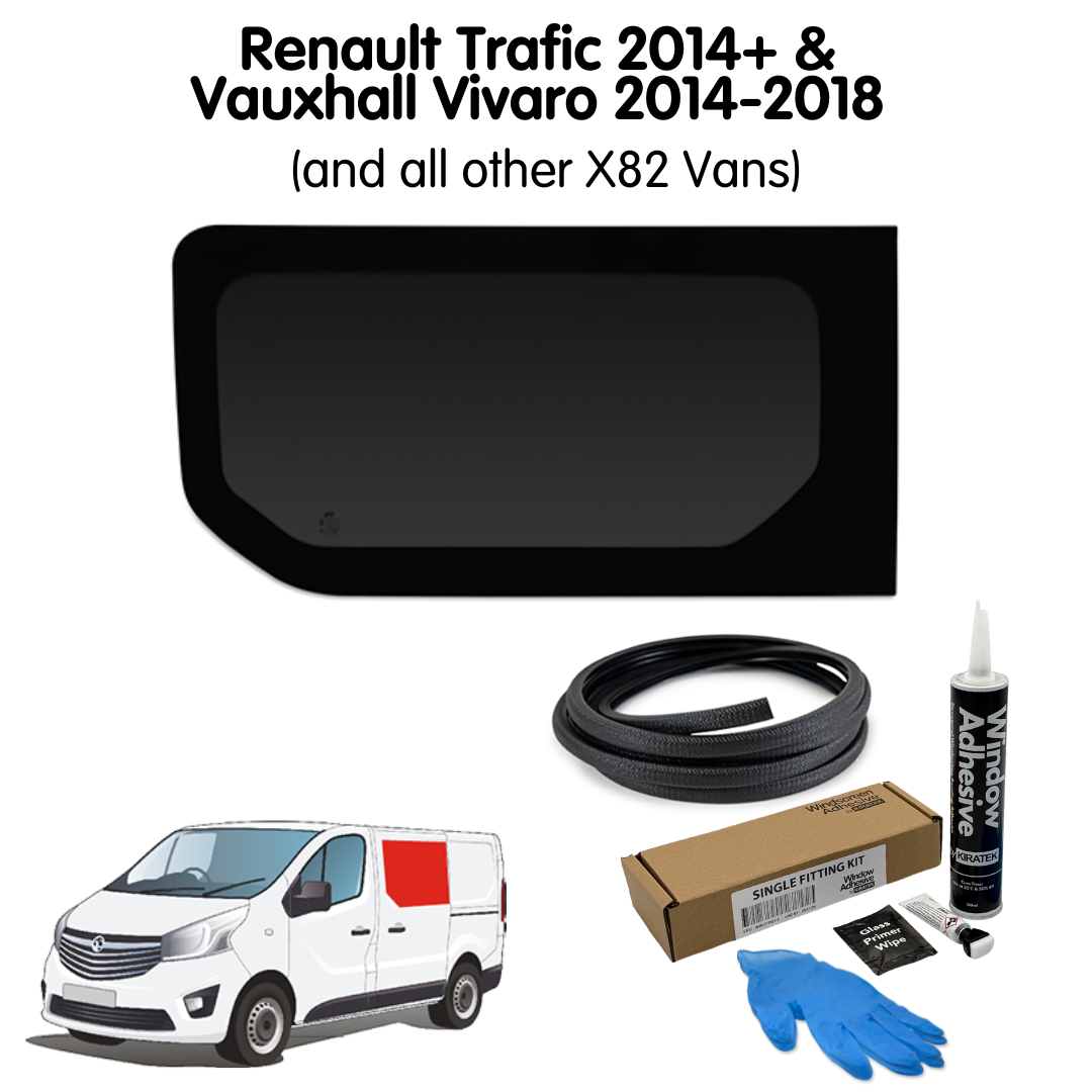 Left Fixed Window + Fitting Kit for Vauxhall Vivaro (2014-2018), Renault Trafic (2014 - Present) & Other X82 Vans