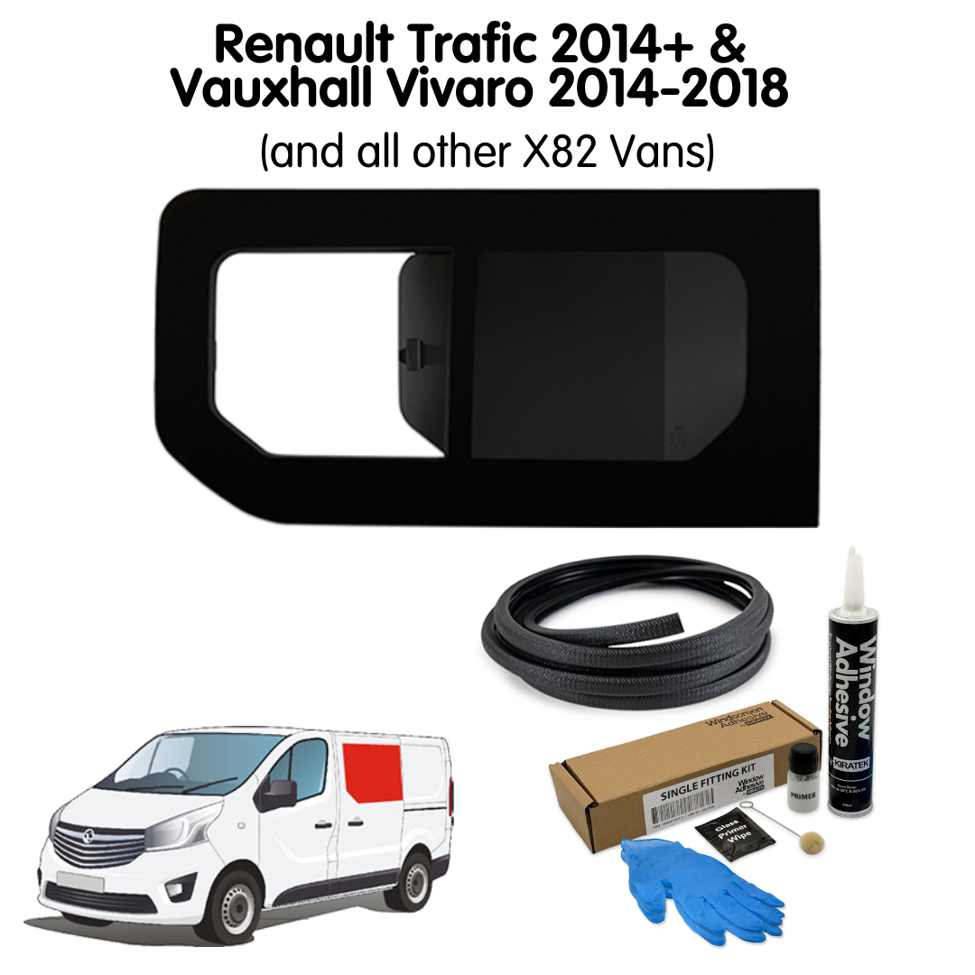 Left Opening Window + Fitting Kit for Vauxhall Vivaro (2014-2018), Renault Trafic (2014 - Present) & Other X82 Vans