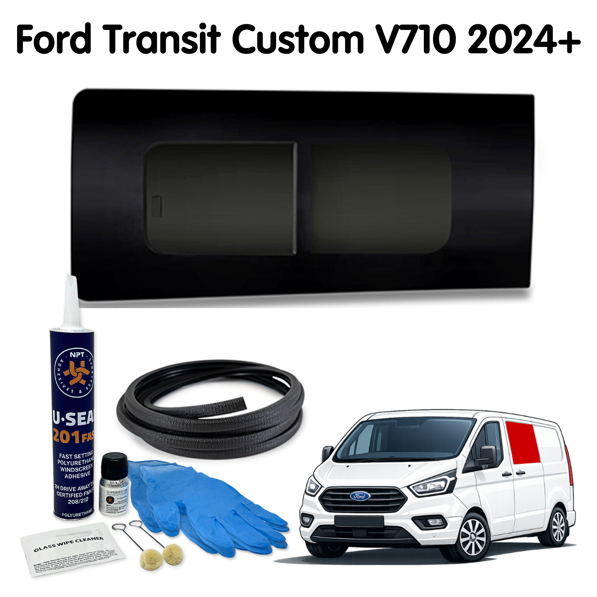 Left Opening Window (Left Sliding Door) + Fitting Kit for Ford Transit Custom 2nd Gen V710 (2024 - present)
