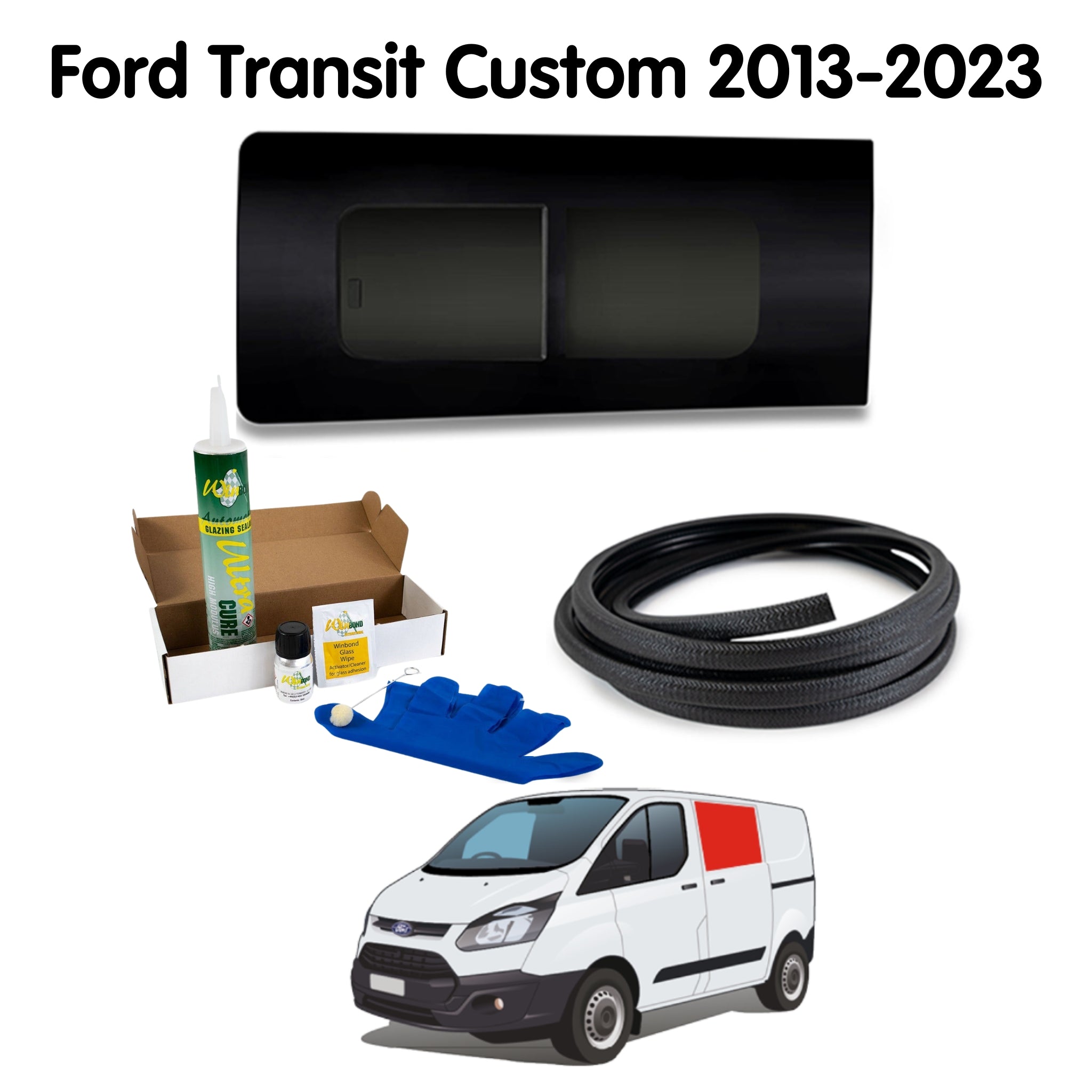 Left Opening Window (Left Sliding Door) + Fitting Kit for Ford Transit Custom 1st Gen V362 (2013-2023)