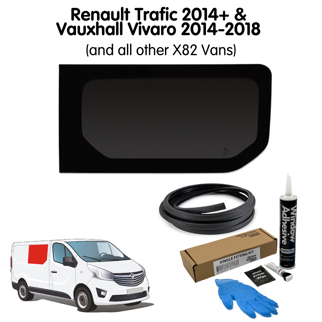 Right Fixed Window + Fitting Kit for Vauxhall Vivaro (2014-2018), Renault Trafic (2014 - Present) & Other X82 Vans
