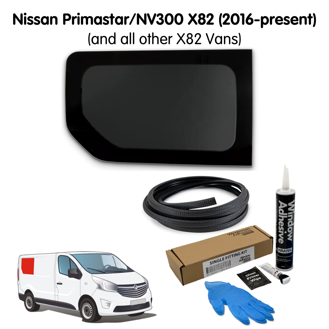 Right Rear Quarter Window + Fitting Kit for Nissan Primastar / NV300 X82 (2016 - present) & Other X82 Vans
