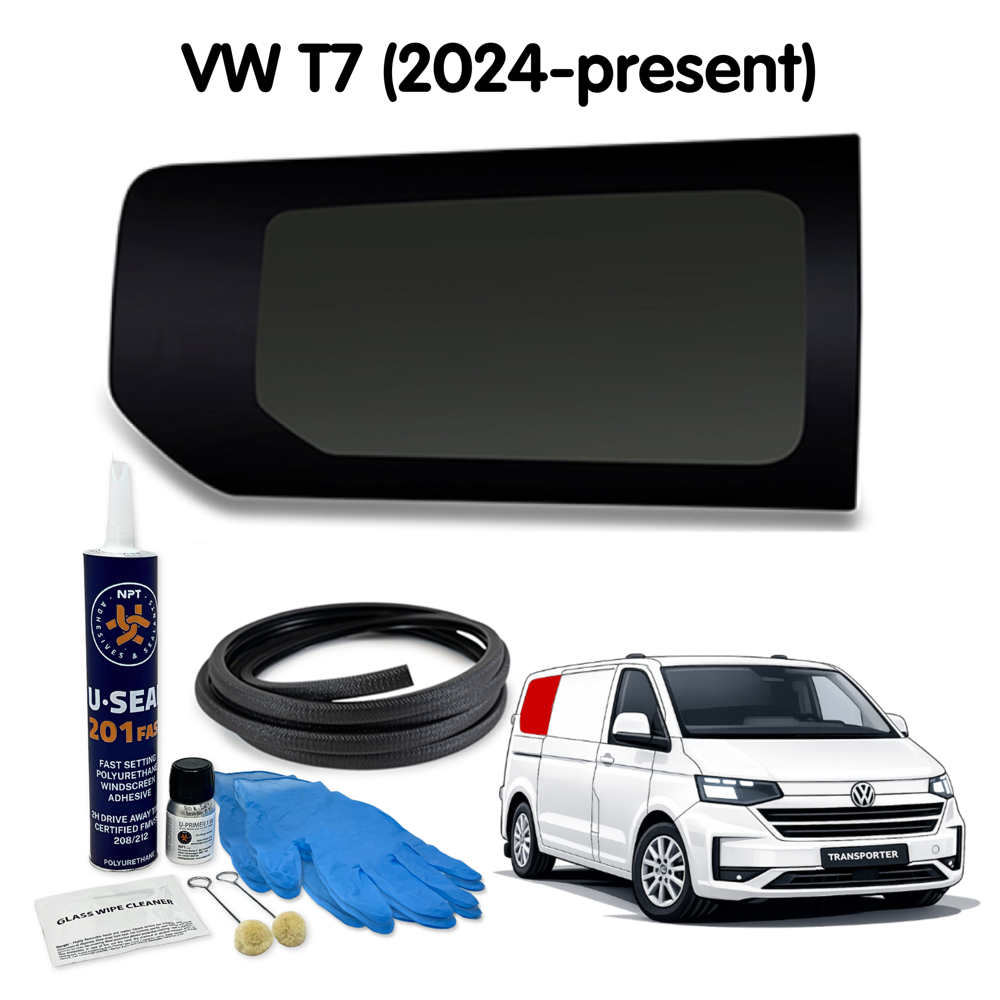Right Rear Quarter Window (Short Wheel Base) + Fitting Kit for VW Transporter T7 (2024-present)