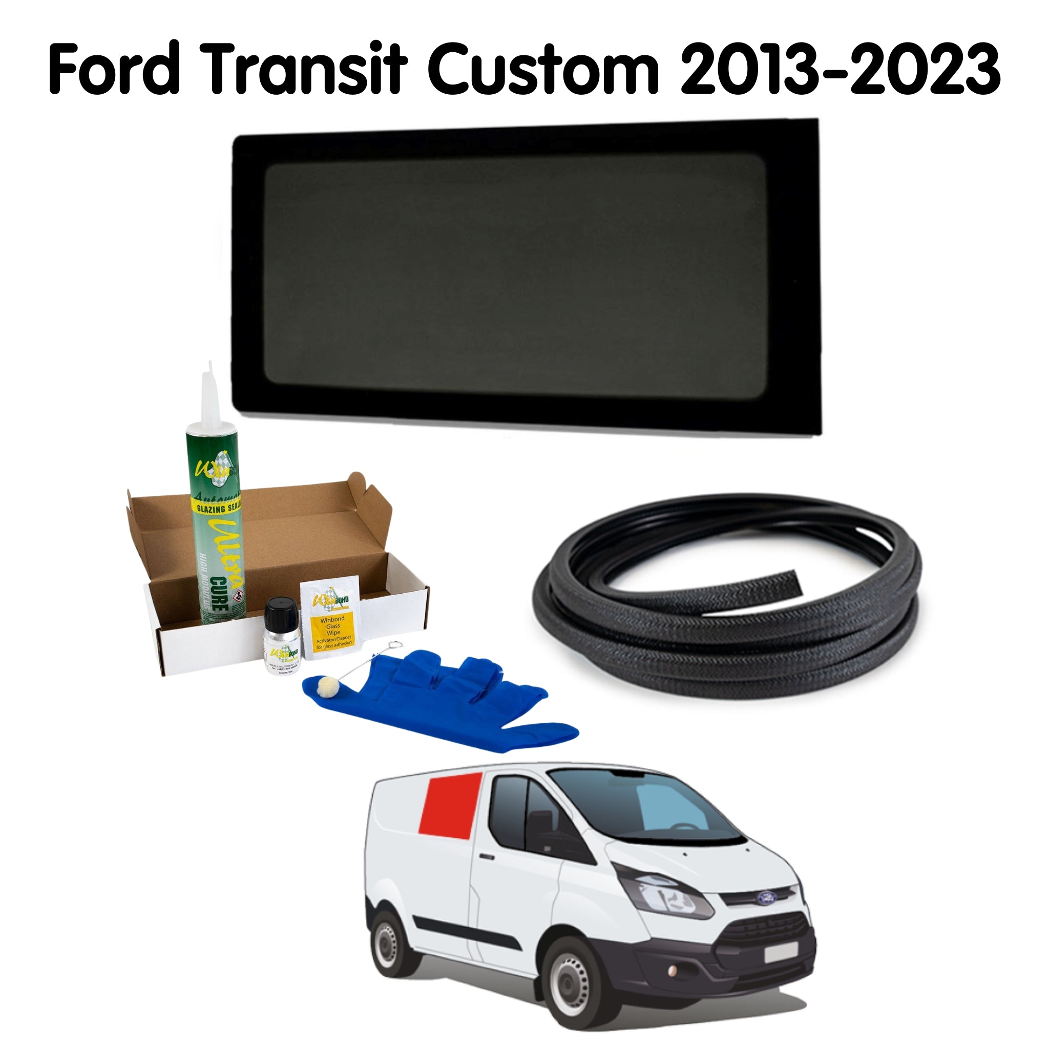 Right Fixed Window (Non-sliding Door) + Fitting Kit for Ford Transit Custom 1st Gen V362 (2013-2023)