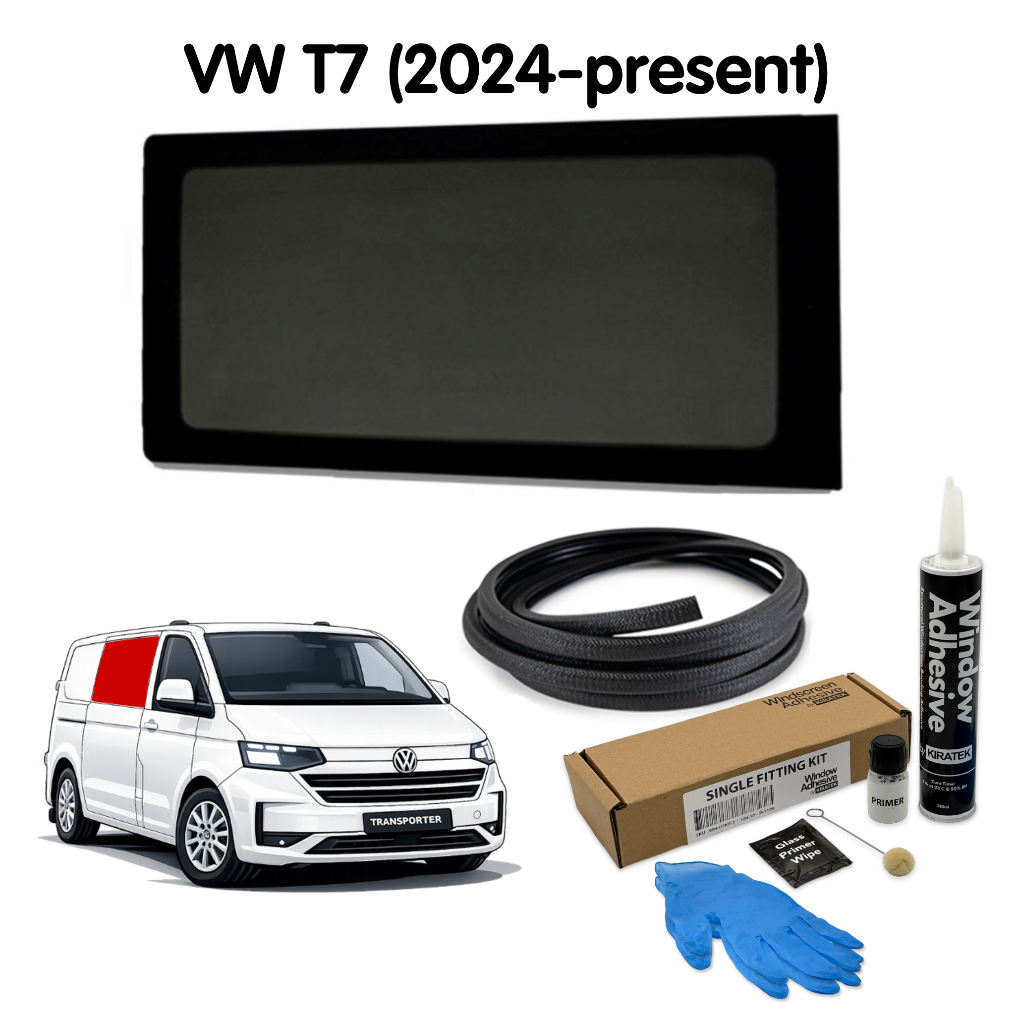 Right Fixed Window + Fitting Kit for VW Transporter T7 (2024-present)