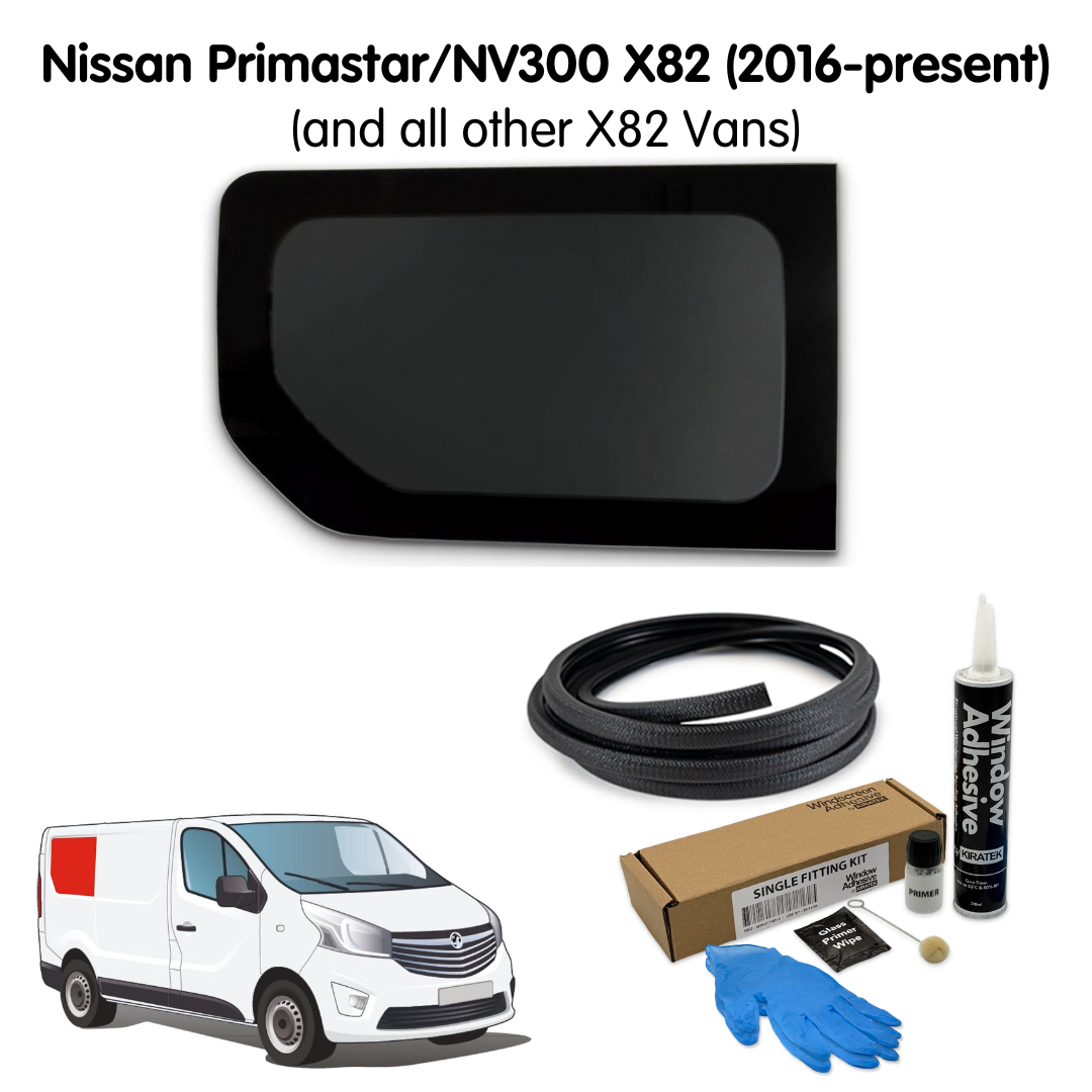 Right Rear Quarter Window + Fitting Kit for Nissan Primastar / NV300 X82 (2016 - present) & Other X82 Vans